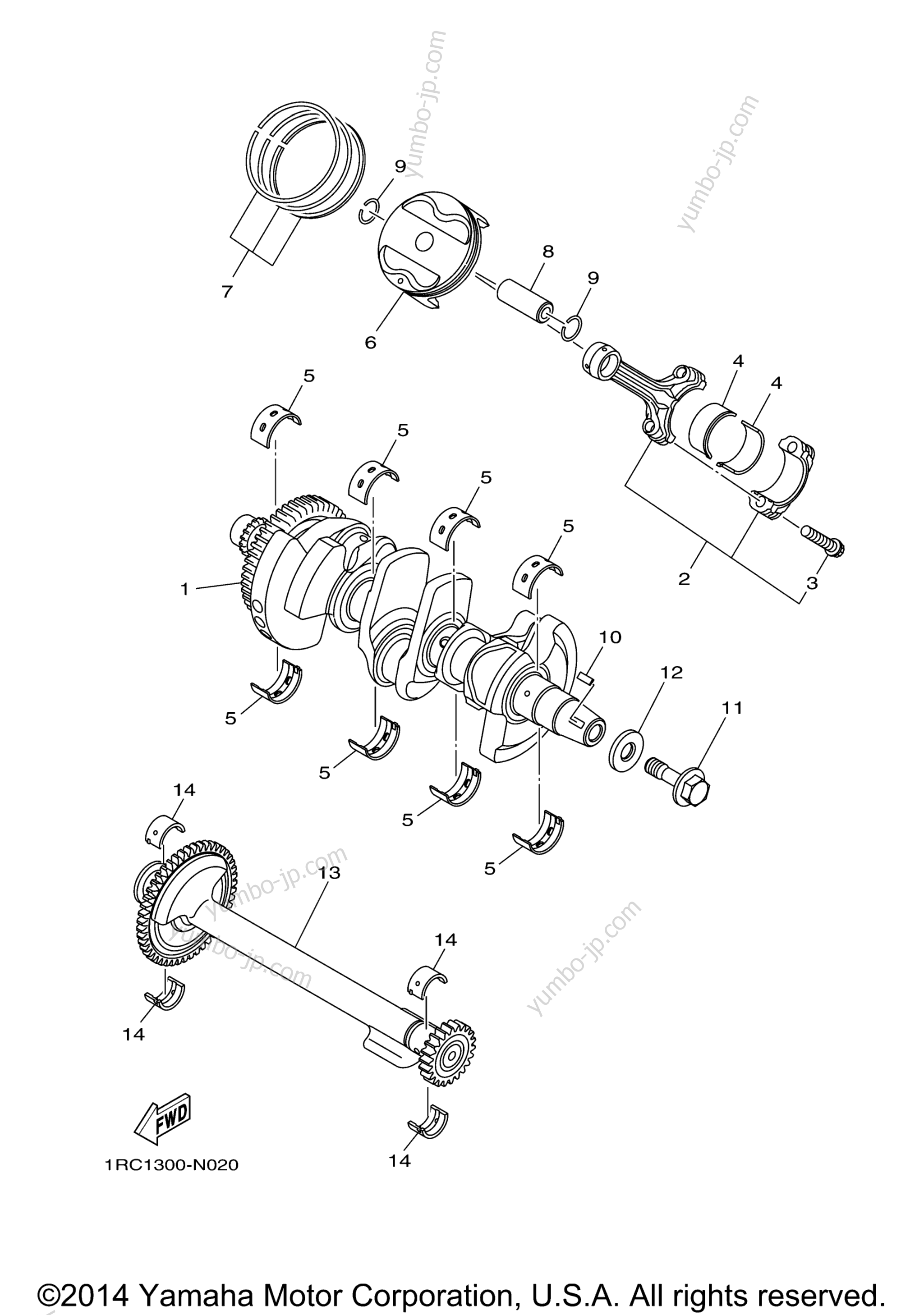 CRANKSHAFT PISTON for motorcycles YAMAHA FZ09 (FZ09FCY) CA 2015 year