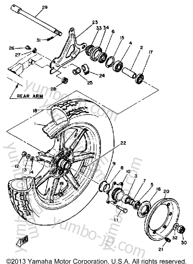 REAR WHEEL для мотоциклов YAMAHA XS1100SG 1980 г.