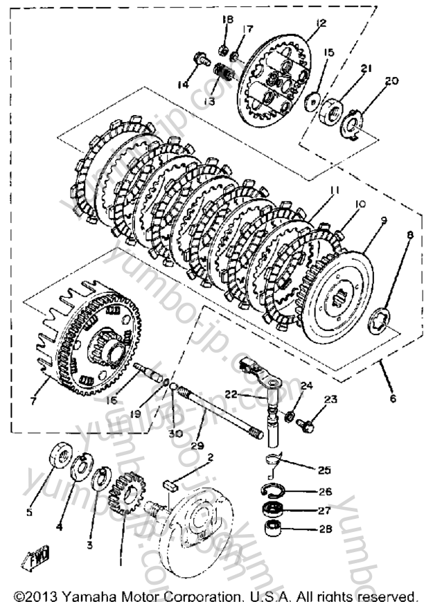 Устройство сцепления для мотоциклов YAMAHA XT250H 1981 г.