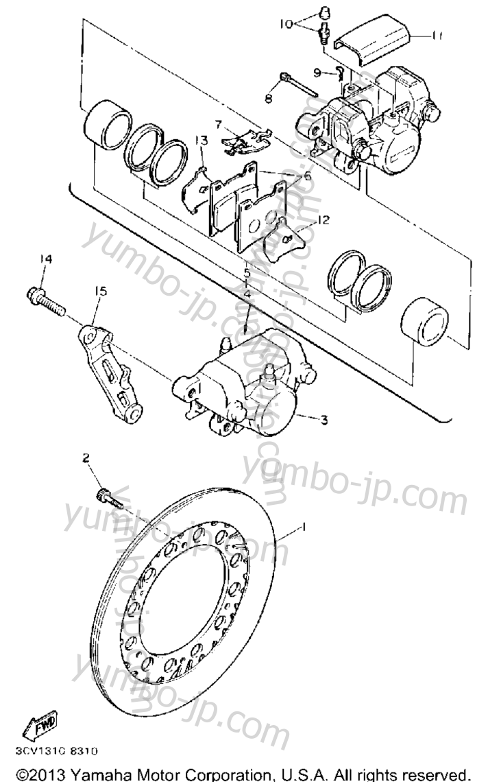 REAR BRAKE CALIPER для мотоциклов YAMAHA FJ1200ADC CA 1992 г.