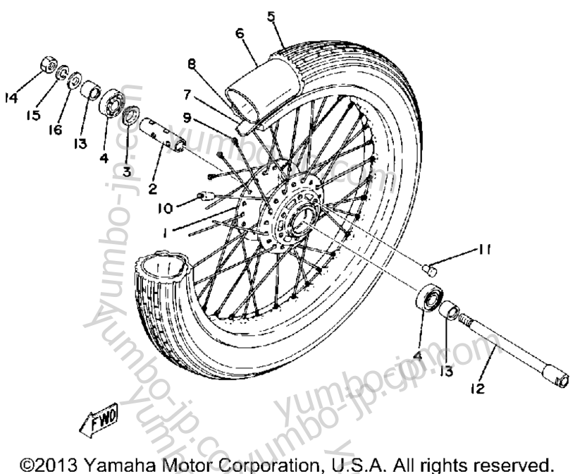 FRONT WHEEL for motorcycles YAMAHA TZ250G 1980 year