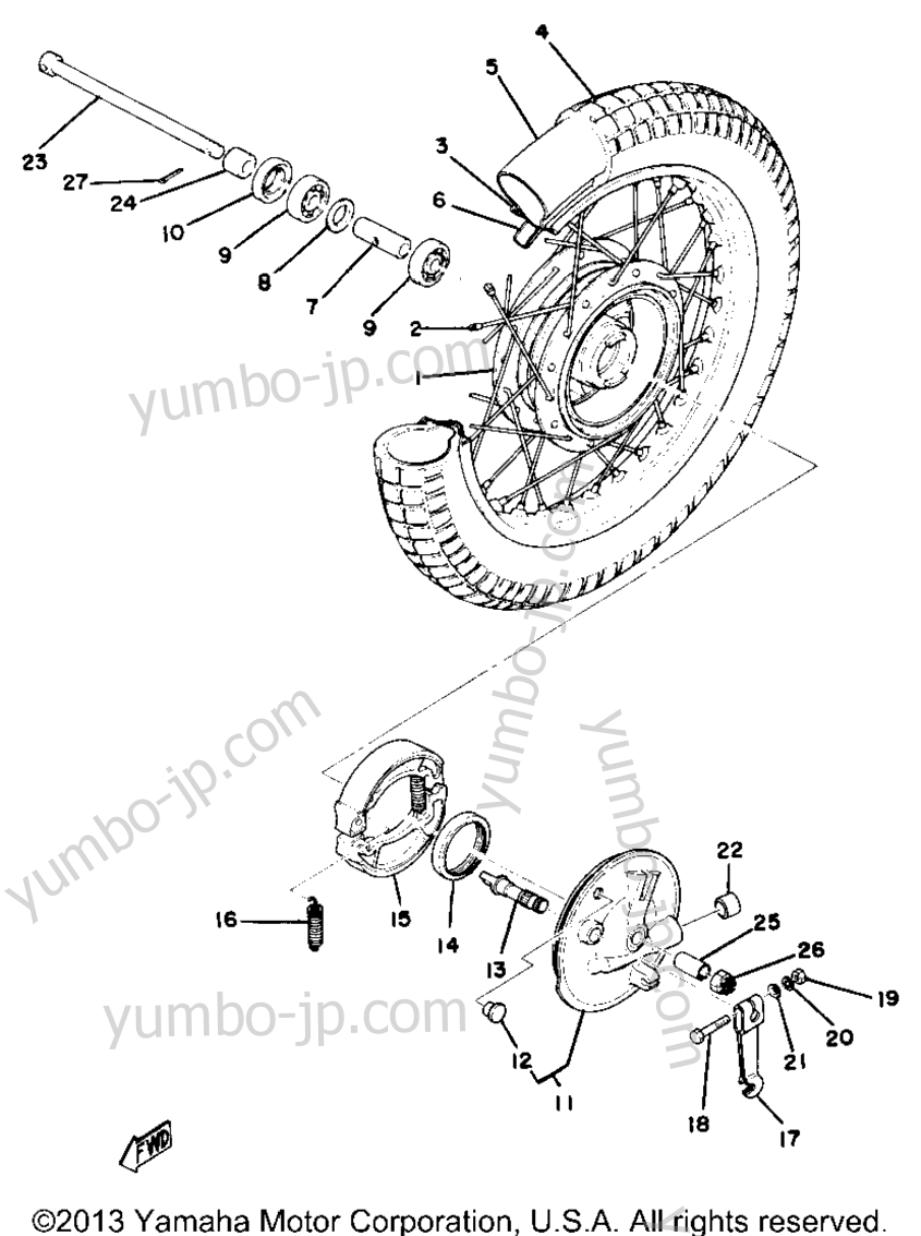 FRONT WHEEL for motorcycles YAMAHA GTMXD 1977 year