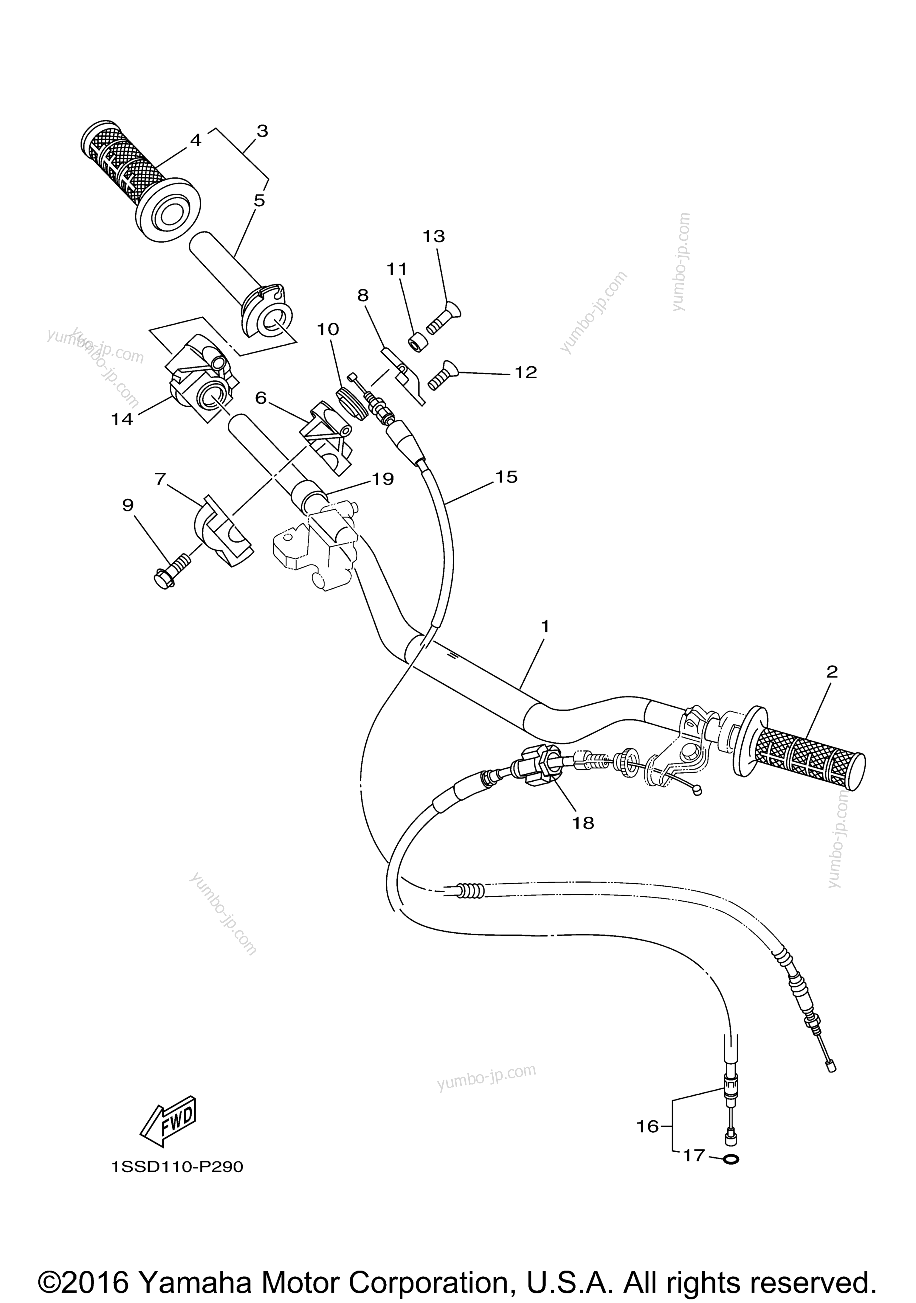 Steering Handle Cable для мотоциклов YAMAHA YZ125 (YZ125F2) 2015 г.