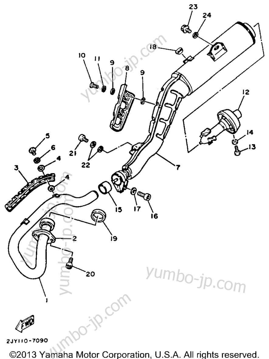 Exhaust for motorcycles YAMAHA TRAILWAY (TW200U) 1988 year