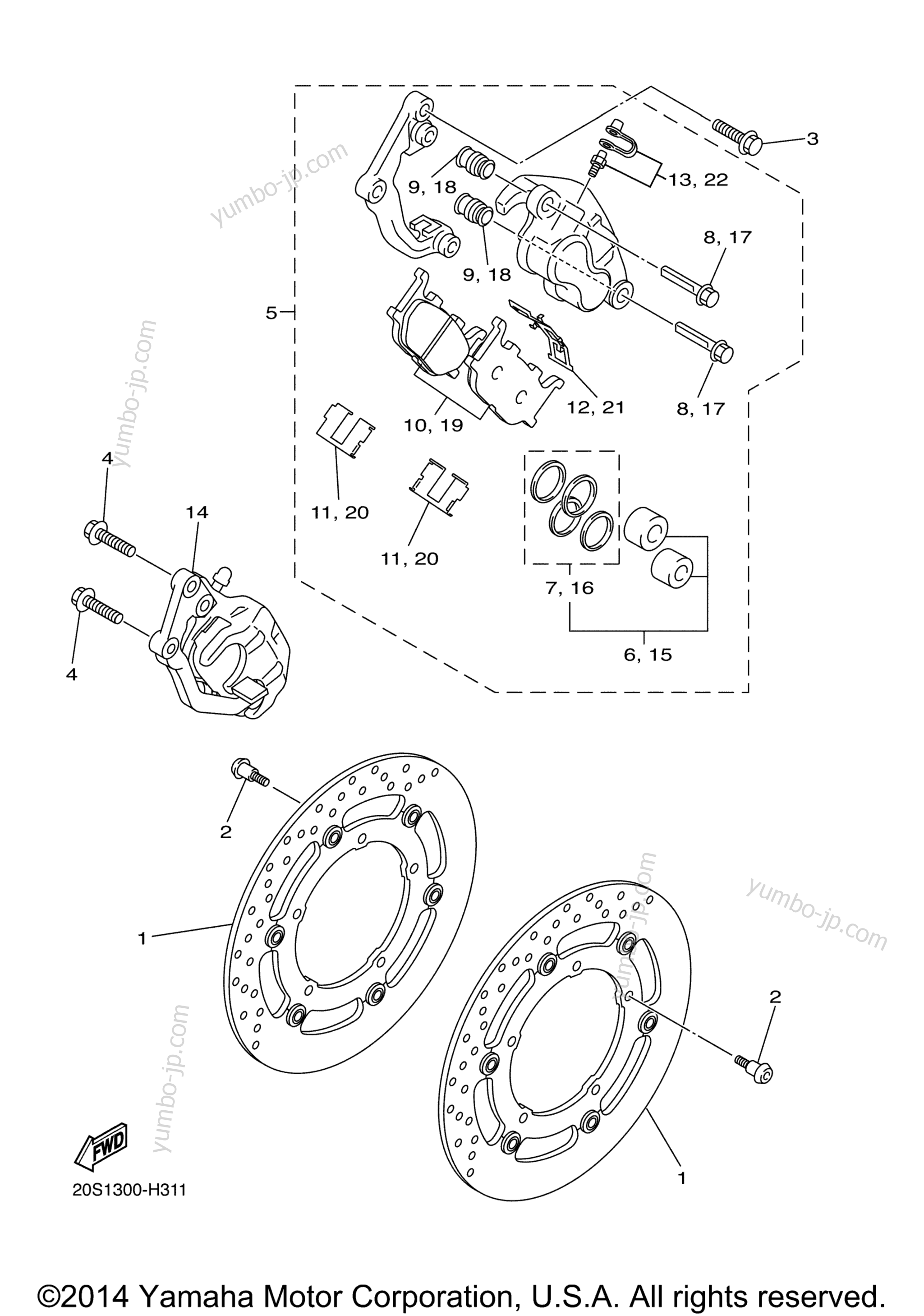 FRONT BRAKE CALIPER for motorcycles YAMAHA FZ6R (FZ6RFCR) CA 2015 year