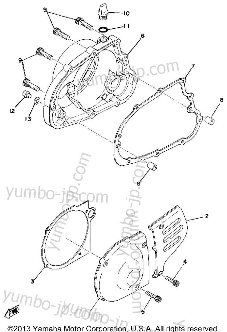 CRANKCASE COVER for motorcycles YAMAHA YZ175C 1976 year