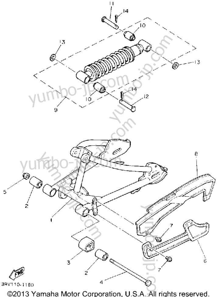 Swing Arm - Rear Shocks для мотоциклов YAMAHA Y-ZINGER (PW80D) 1992 г.