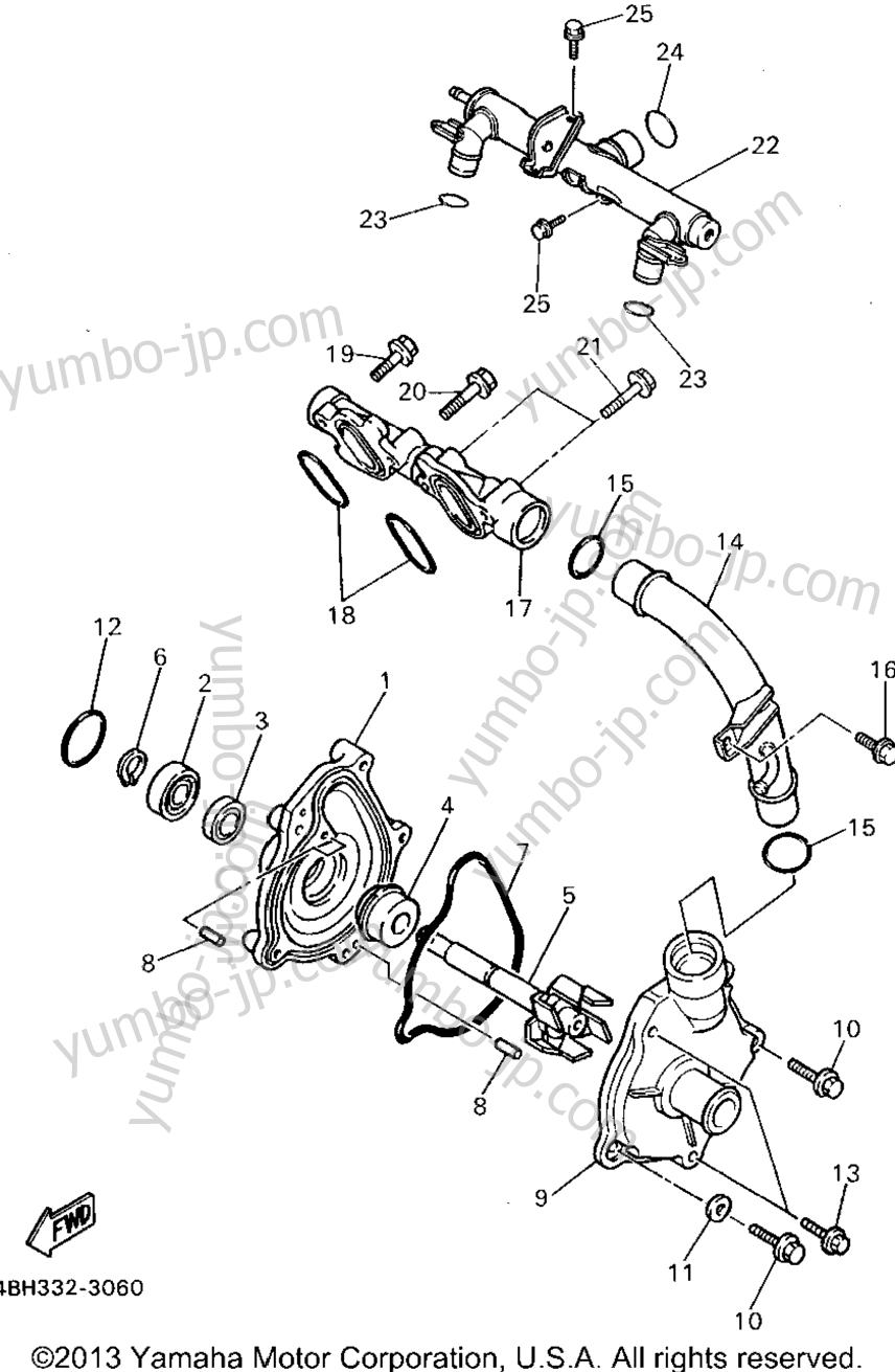 WATER PUMP for motorcycles YAMAHA GTS1000AFC CA 1994 year