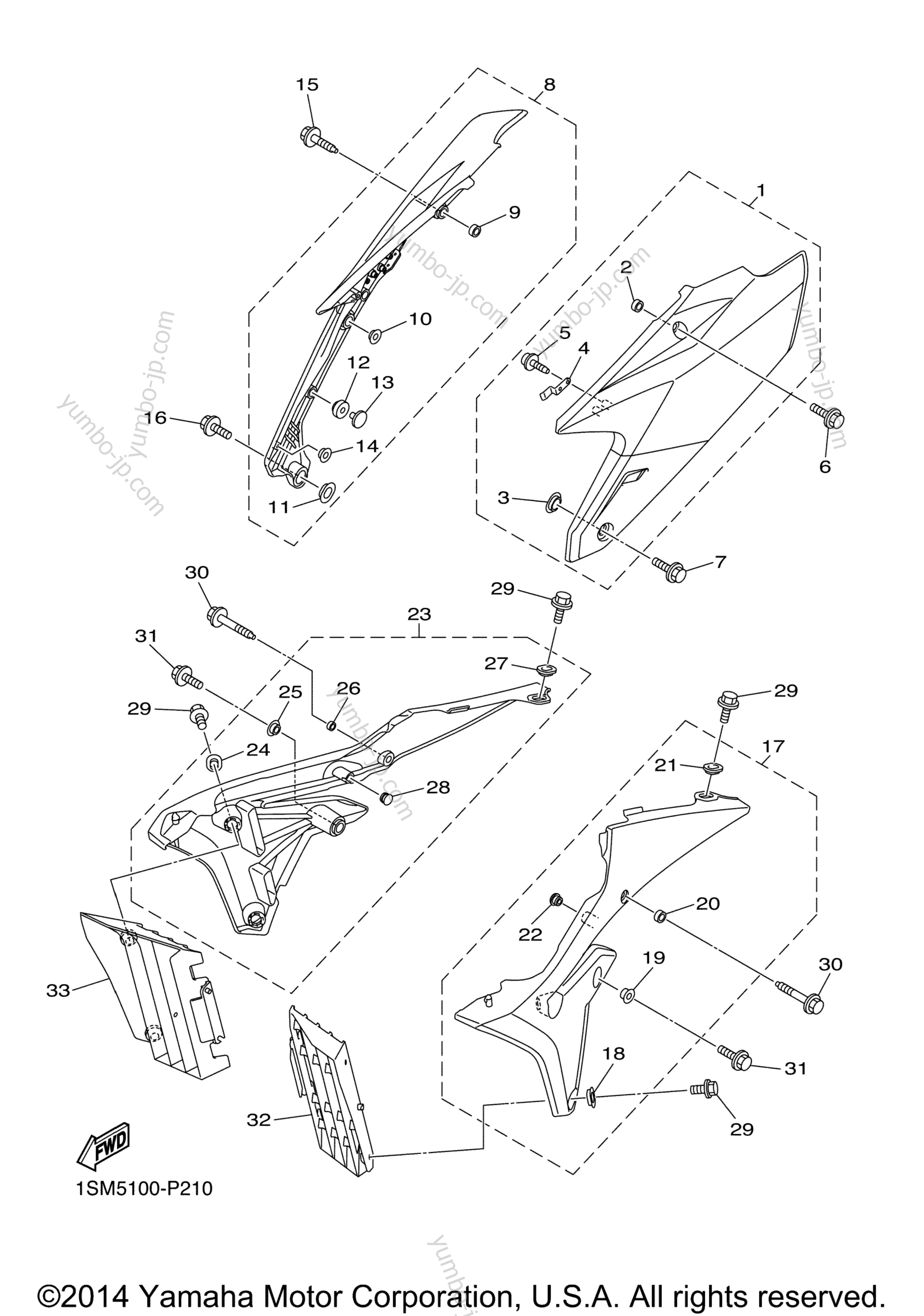 SIDE COVER для мотоциклов YAMAHA YZ250FX (YZ250FXF) 2015 г.