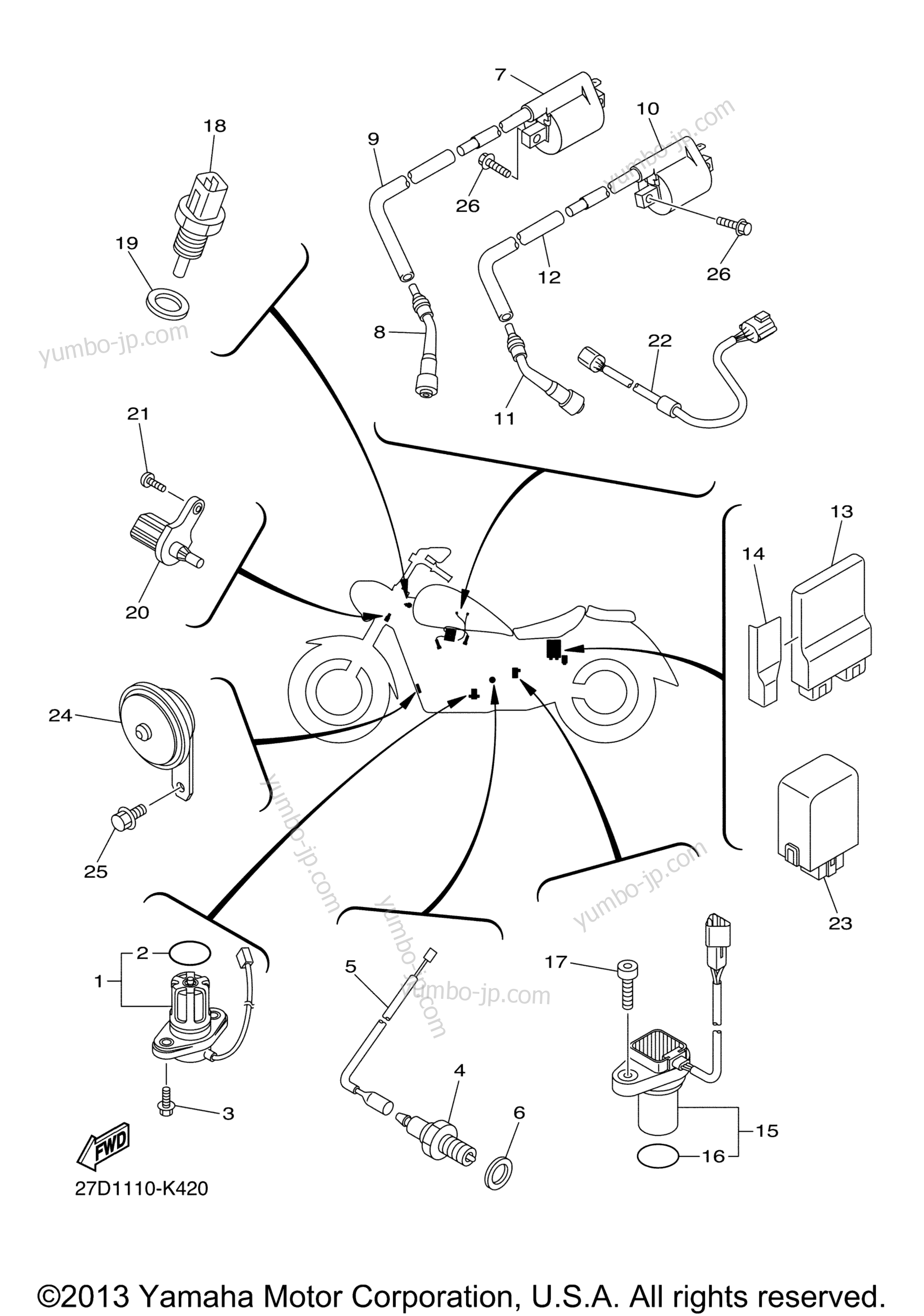 Electrical 1 для мотоциклов YAMAHA STRYKER (XVS13CACL) CA 2011 г.