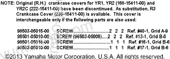 Crankcase Cover (Notes Only) для мотоциклов YAMAHA YR1 1967 г.