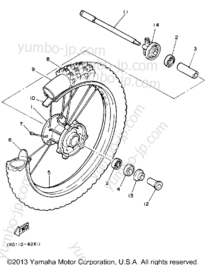 FRONT WHEEL for motorcycles YAMAHA TT350S 1986 year