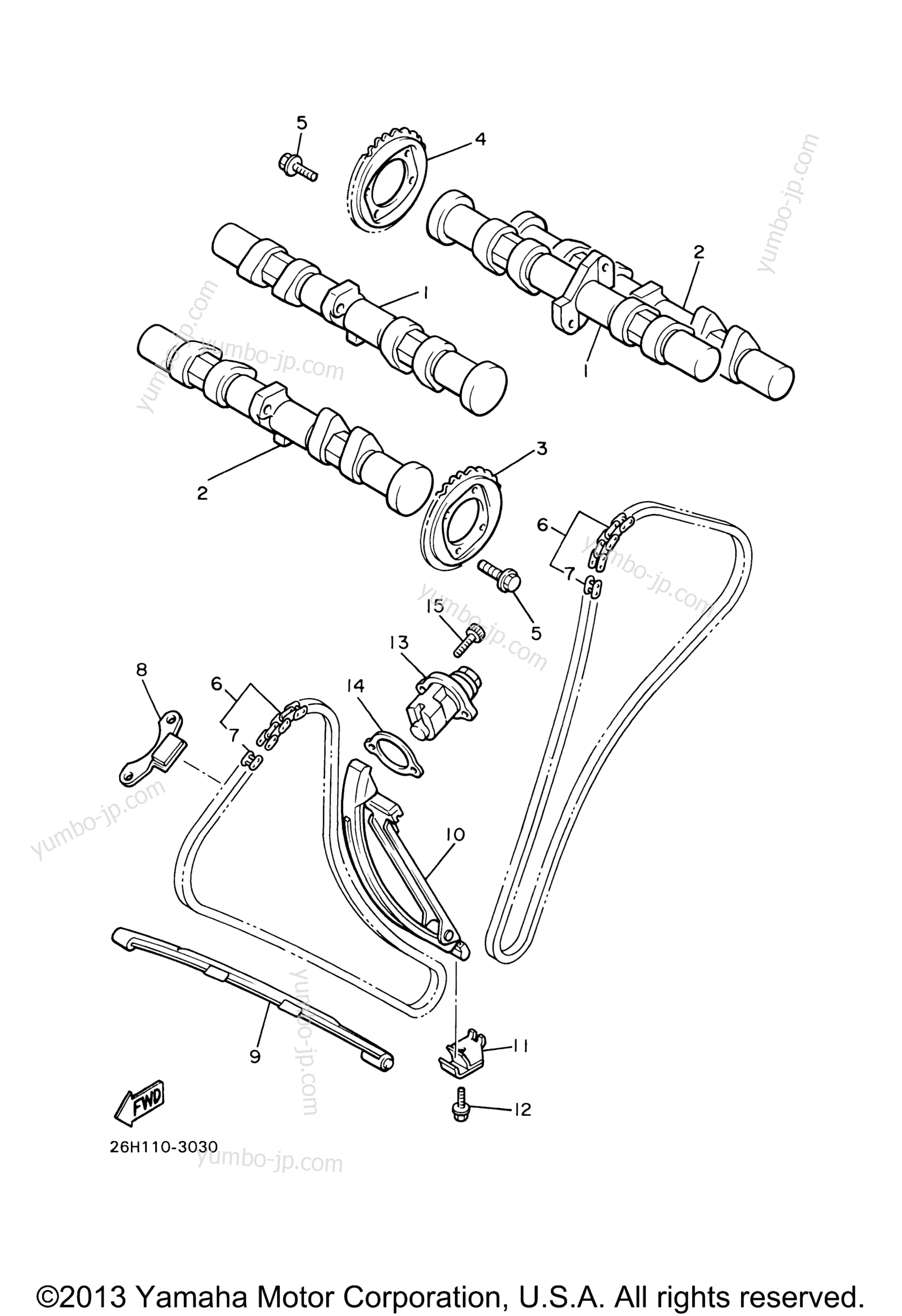 Camshaft Chain для мотоциклов YAMAHA ROYAL STAR MIDNIGHT VENTURE (XVZ13TFMTC) CA 2005 г.