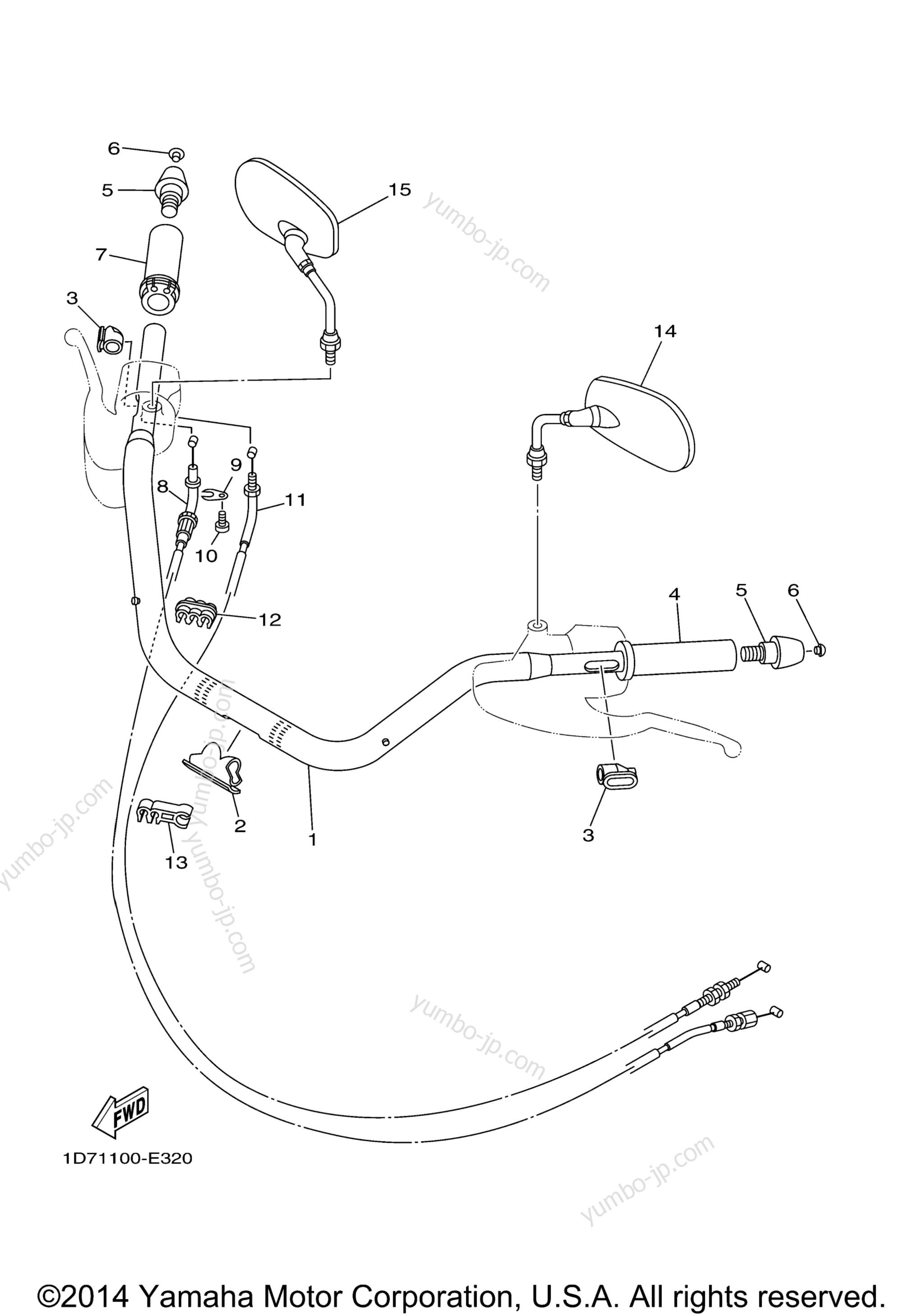 Steering Handle Cable для мотоциклов YAMAHA STRATOLINER MIDNIGHT (XV19CTMX) 2008 г.