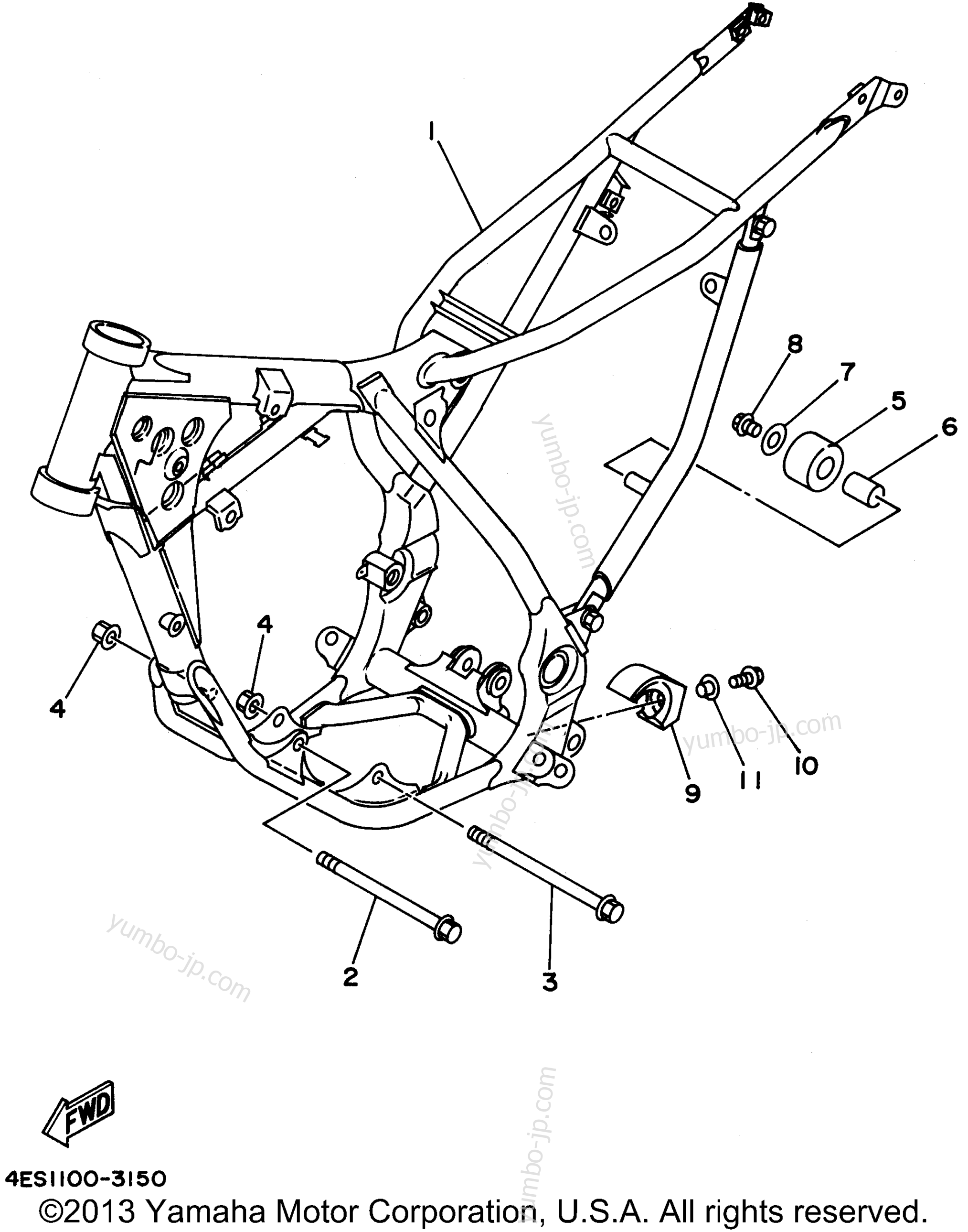 FRAME for motorcycles YAMAHA YZ80H1 1996 year