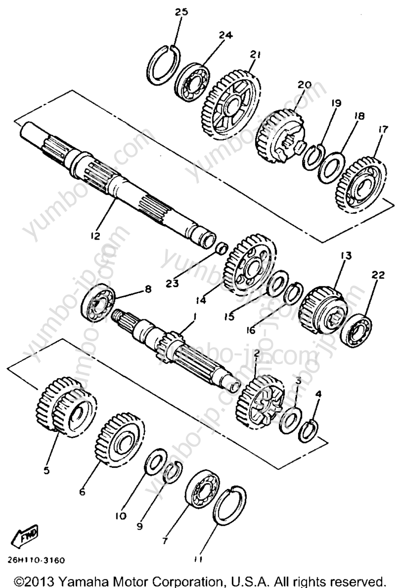 TRANSMISSION for motorcycles YAMAHA XVZ12TK 1983 year