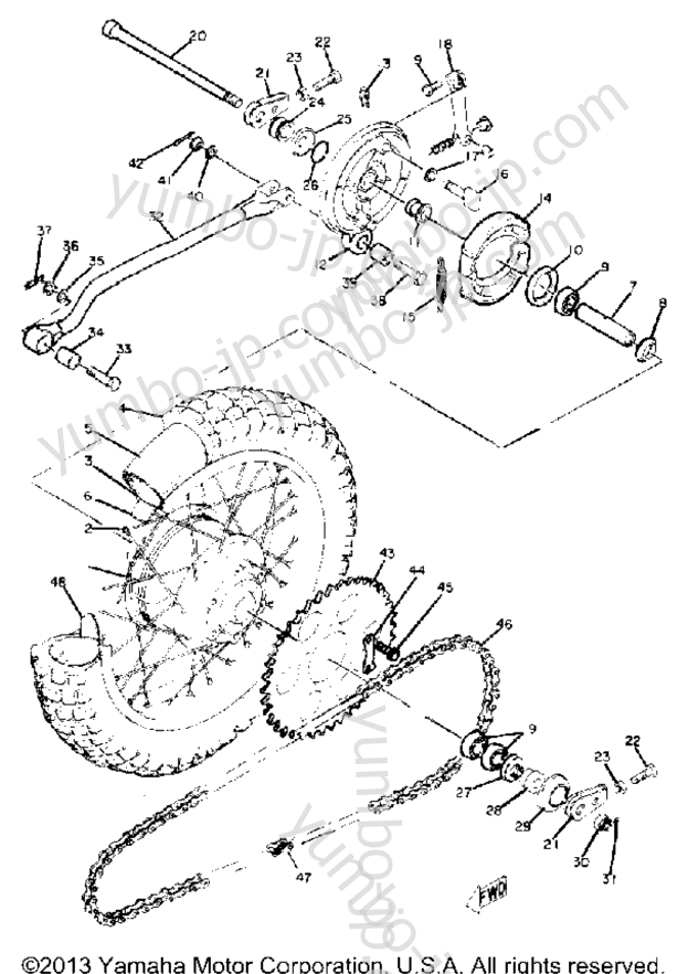 REAR WHEEL для мотоциклов YAMAHA SC500A 1974 г.