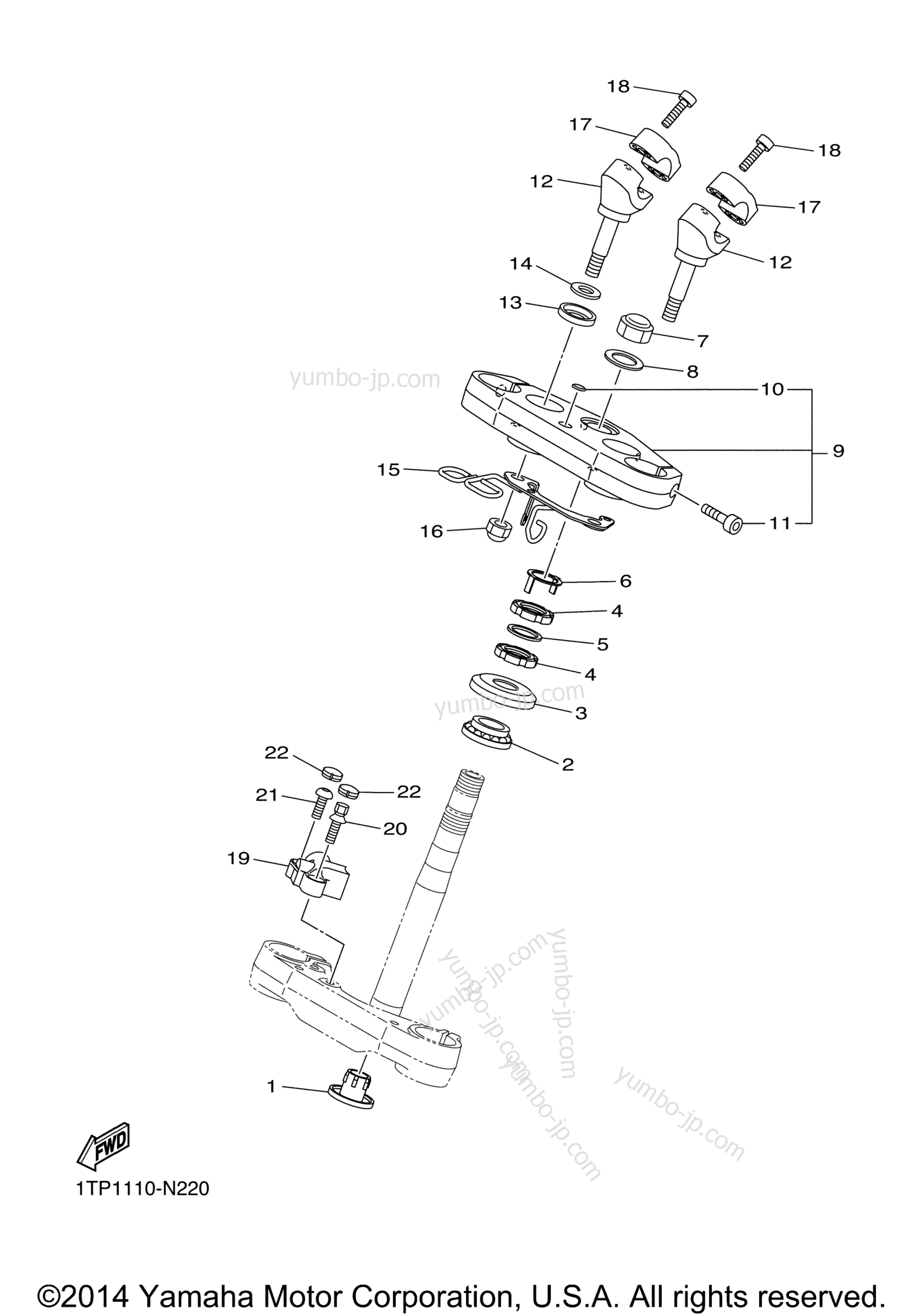 Steering for motorcycles YAMAHA BOLT R-SPEC (XVS95CEGY) 2014 year