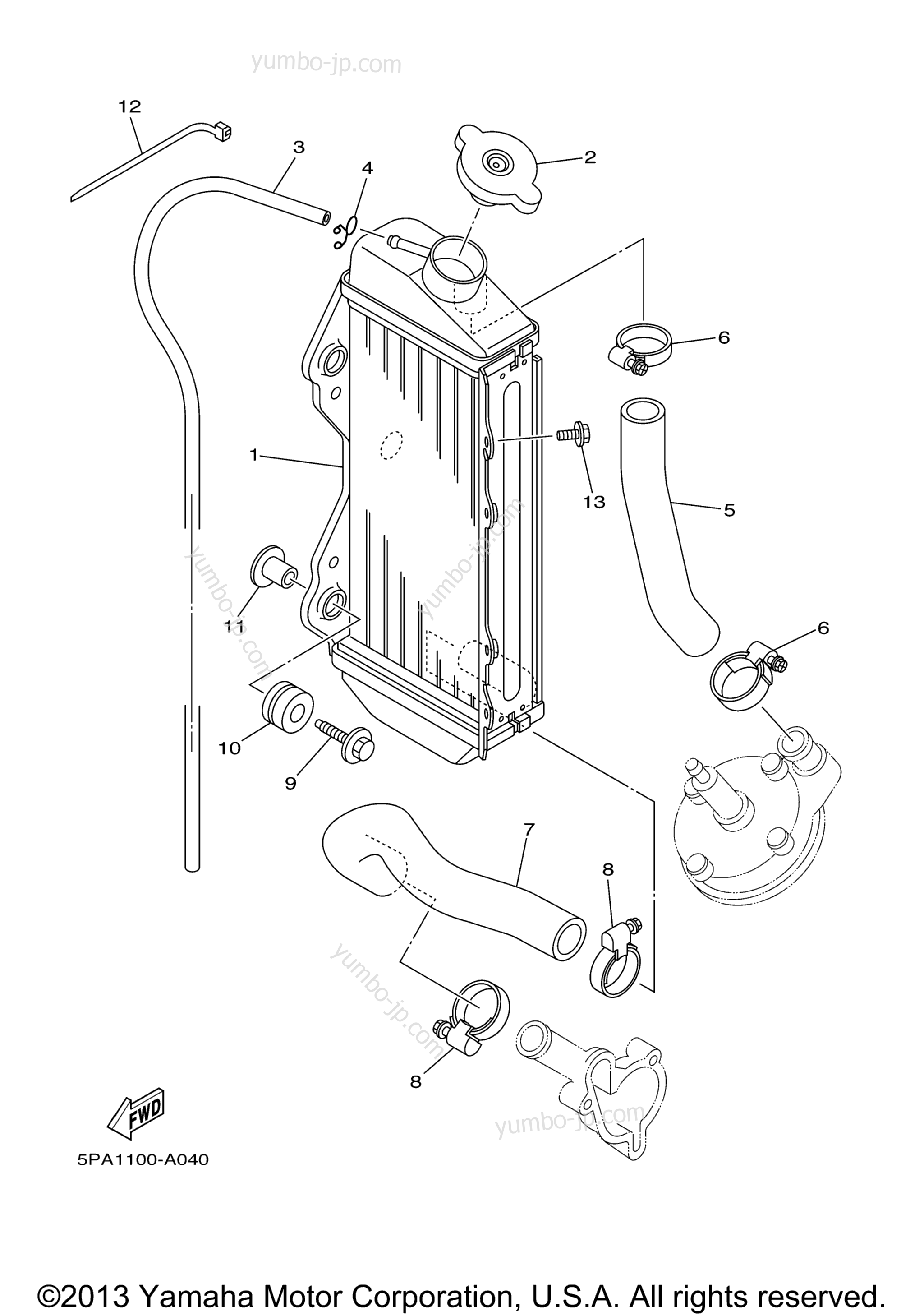 RADIATOR HOSE для мотоциклов YAMAHA YZ85 (YZ85V) 2006 г.