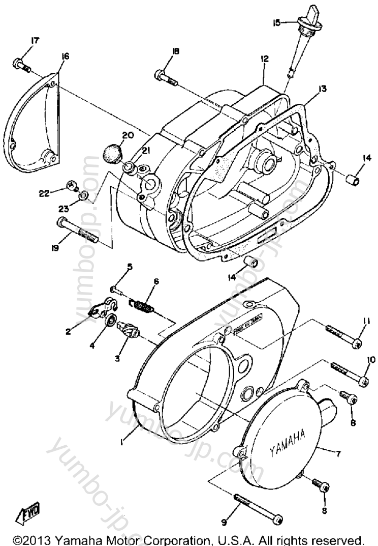 CRANKCASE COVER for motorcycles YAMAHA LT2M 1972 year