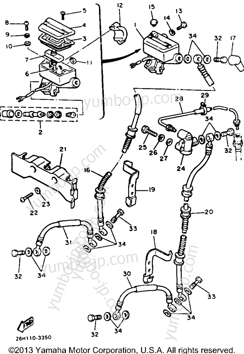 Front Master Cylinder 1 for motorcycles YAMAHA XVZ12KC2 1984 year