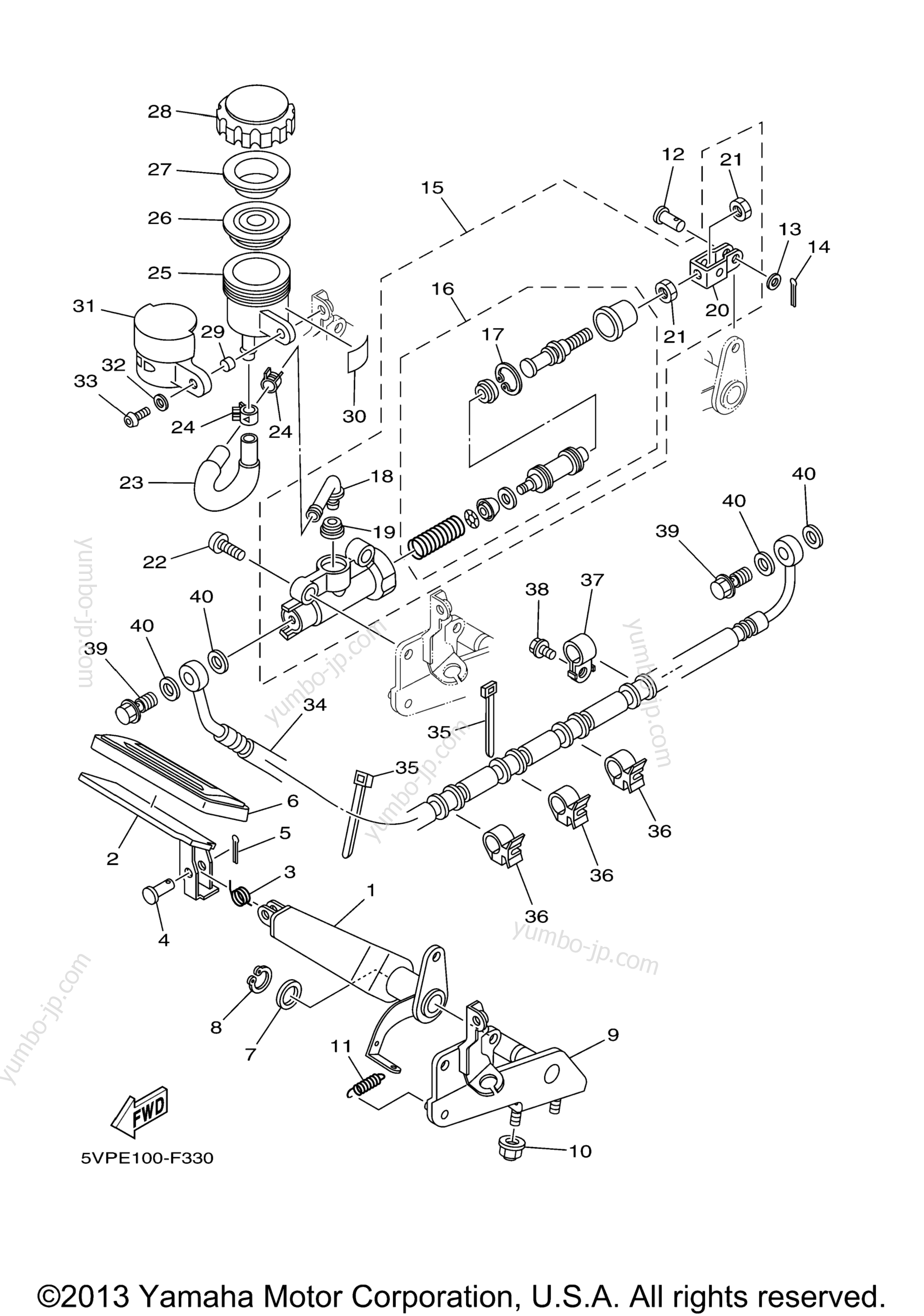 REAR MASTER CYLINDER для мотоциклов YAMAHA ROAD STAR W/ FLAMES (XV17AWWC-F) CA 2007 г.