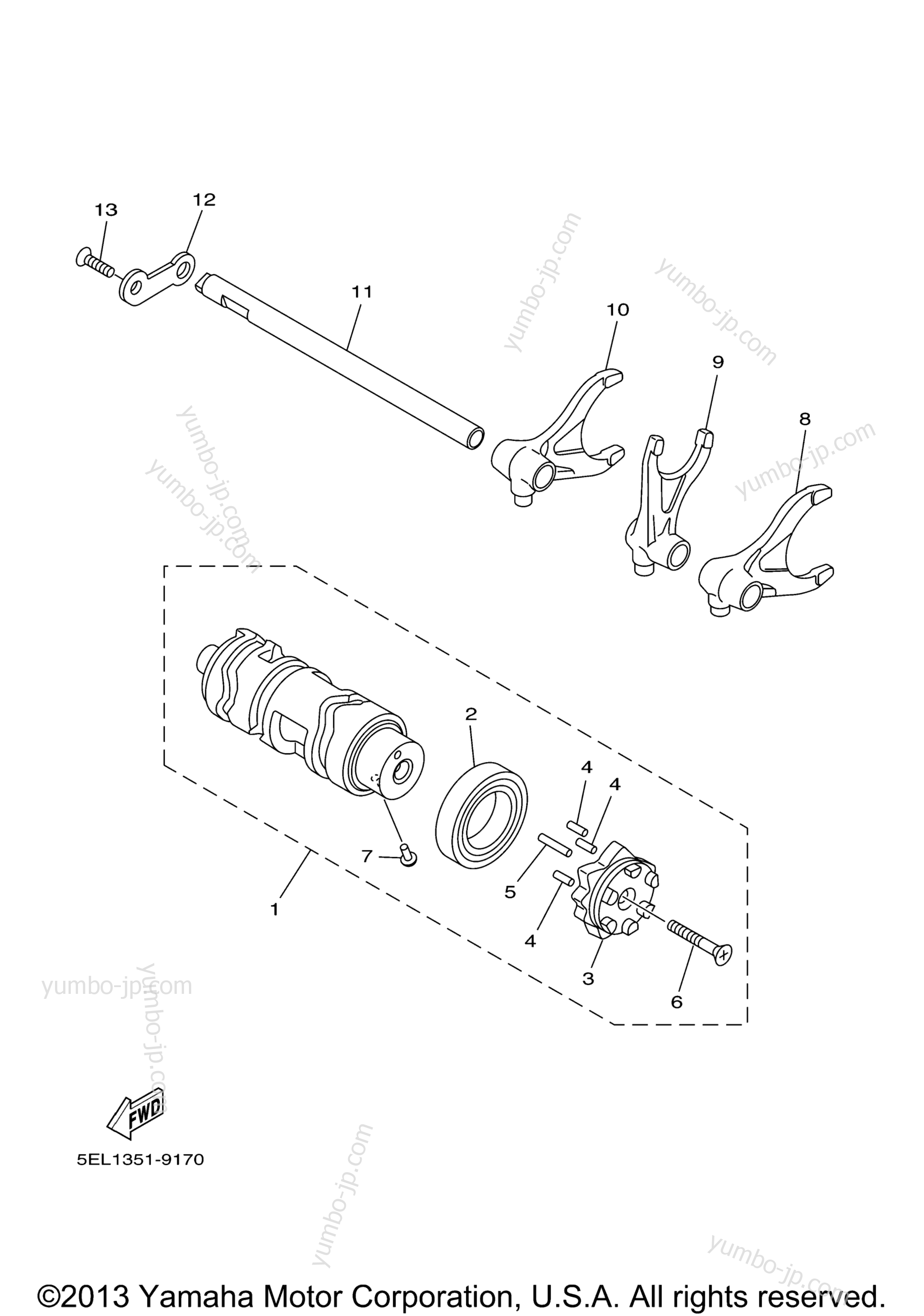 Shift Cam Fork для мотоциклов YAMAHA V STAR 1100 CLASSIC (XVS11AWW) 2007 г.