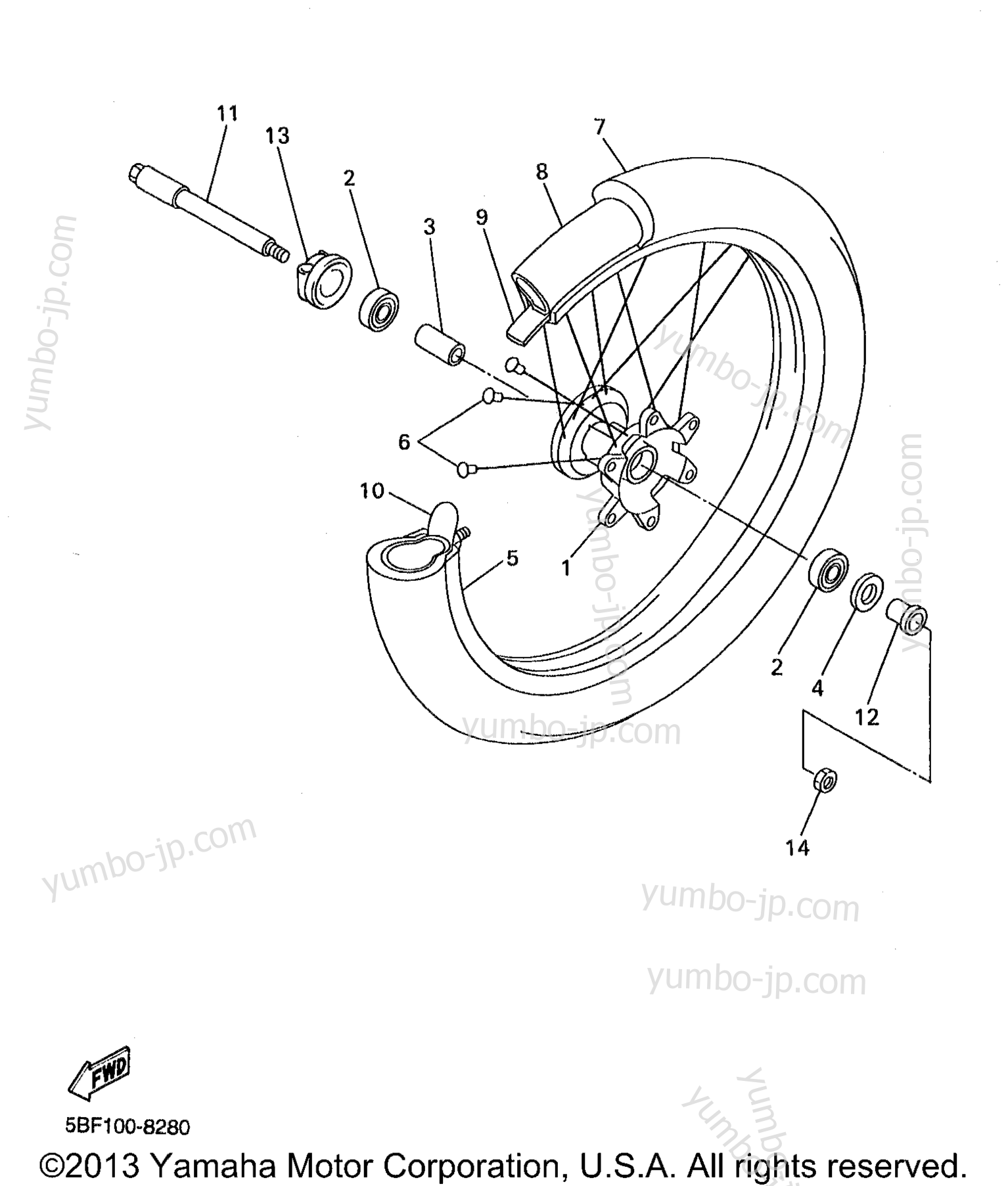 FRONT WHEEL for motorcycles YAMAHA WR400F (WR400FK) 1998 year