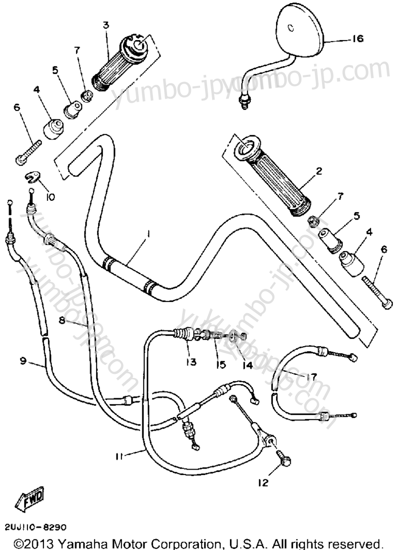 Handlebar Cable для мотоциклов YAMAHA ROUTE 66 (XV250W) 1989 г.
