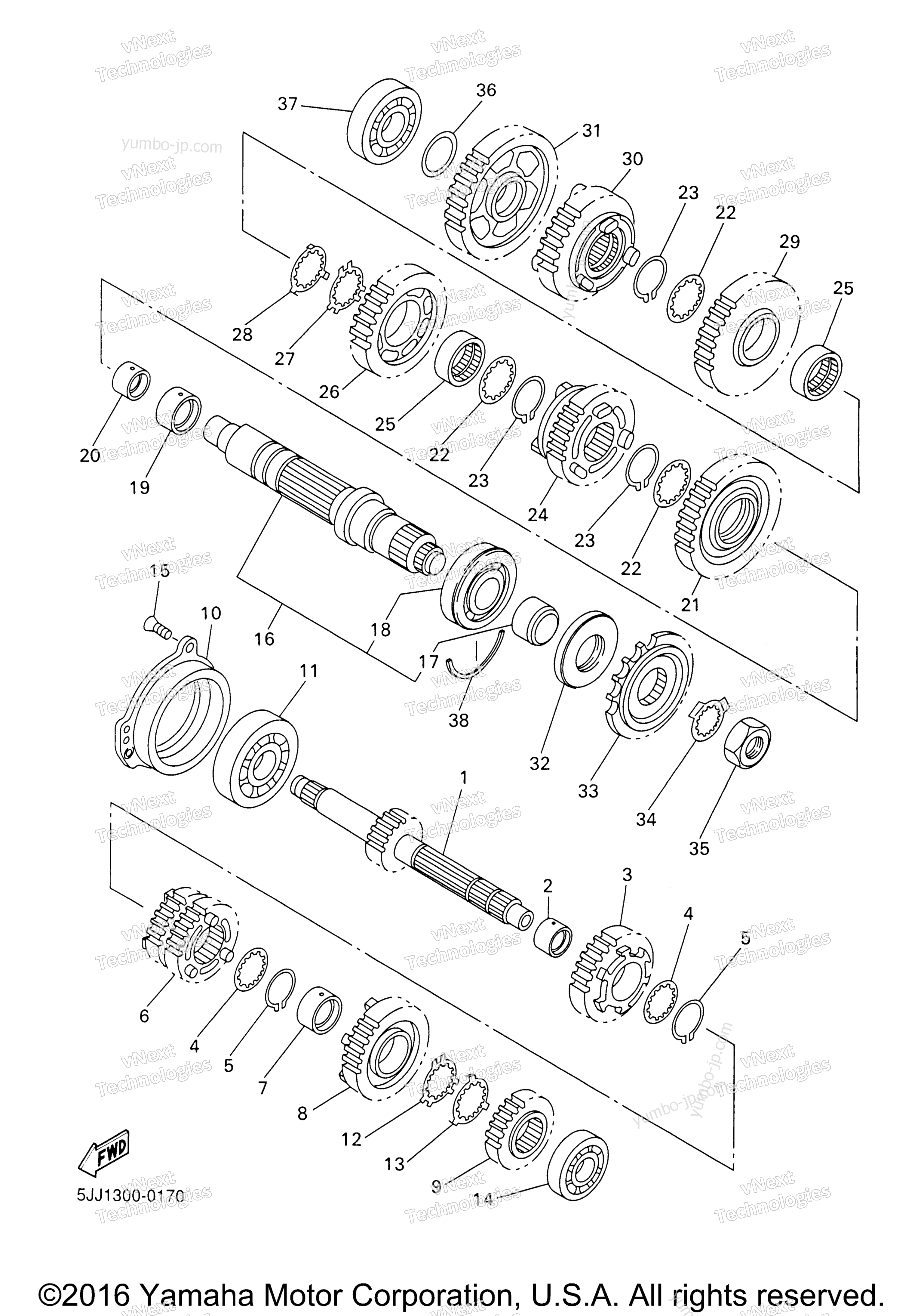 TRANSMISSION for motorcycles YAMAHA R1 (YZFR1M) 2000 year