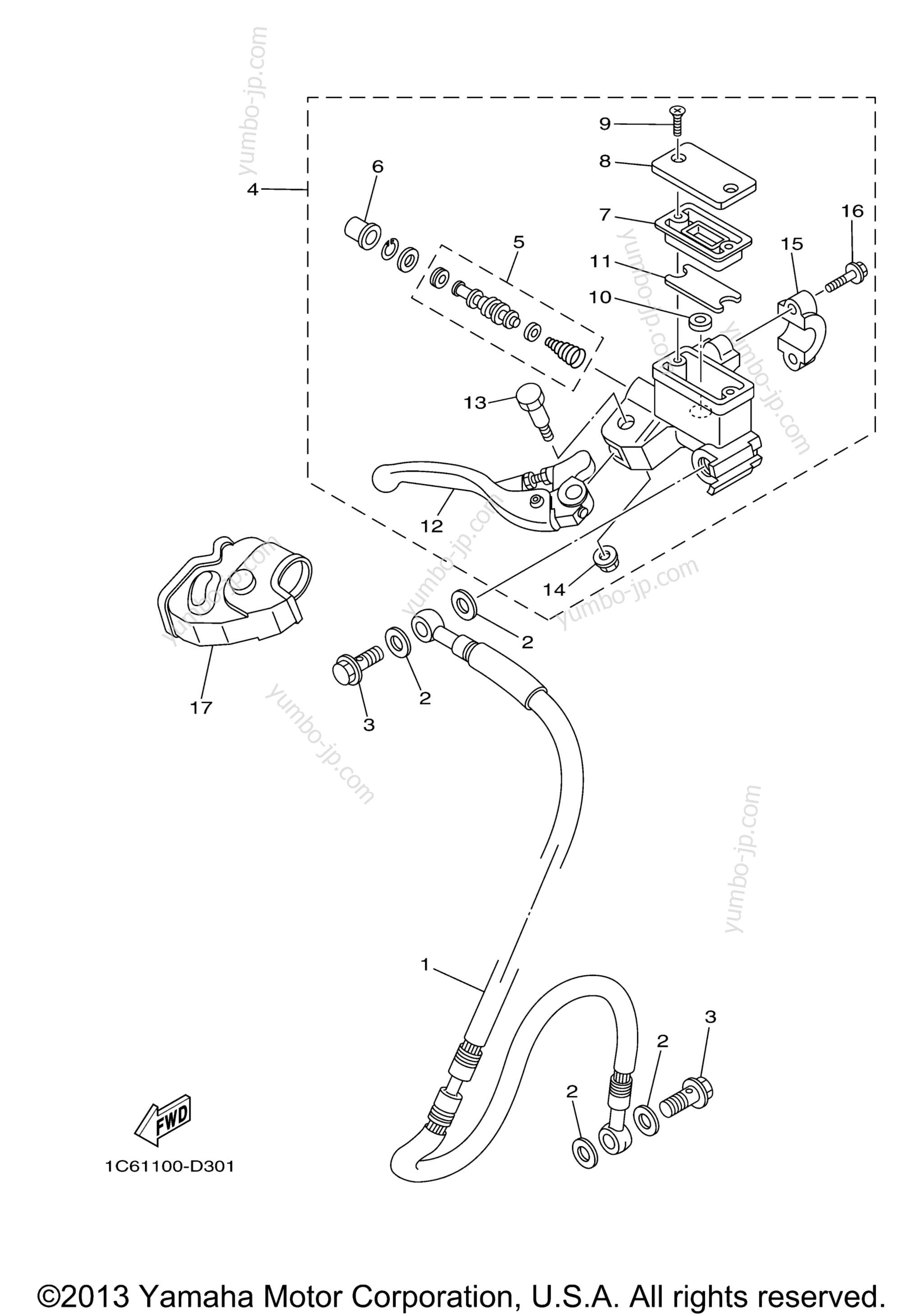 FRONT MASTER CYLINDER for motorcycles YAMAHA TT-R230 (TTR230Y) 2009 year