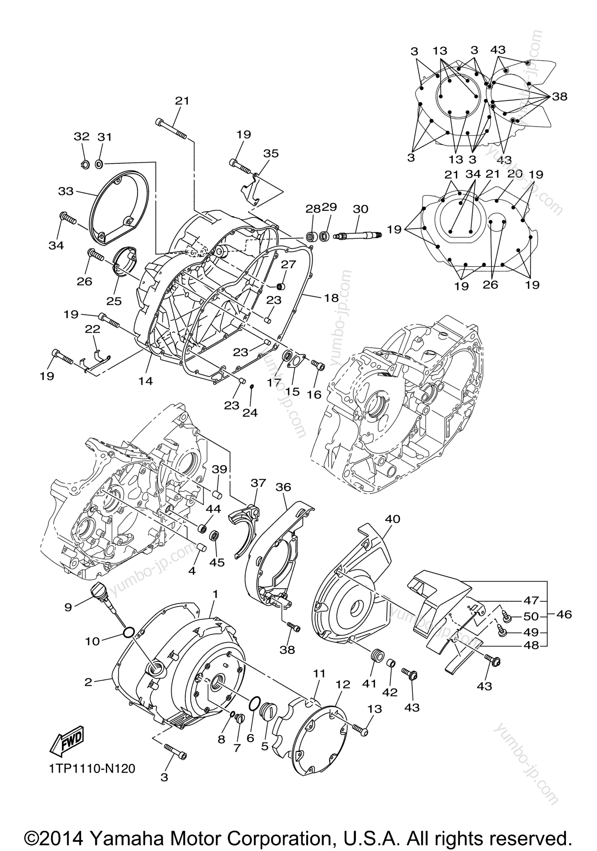 Crankcase Cover 1 для мотоциклов YAMAHA BOLT (XVS95CECB) Raven CA 2014 г.