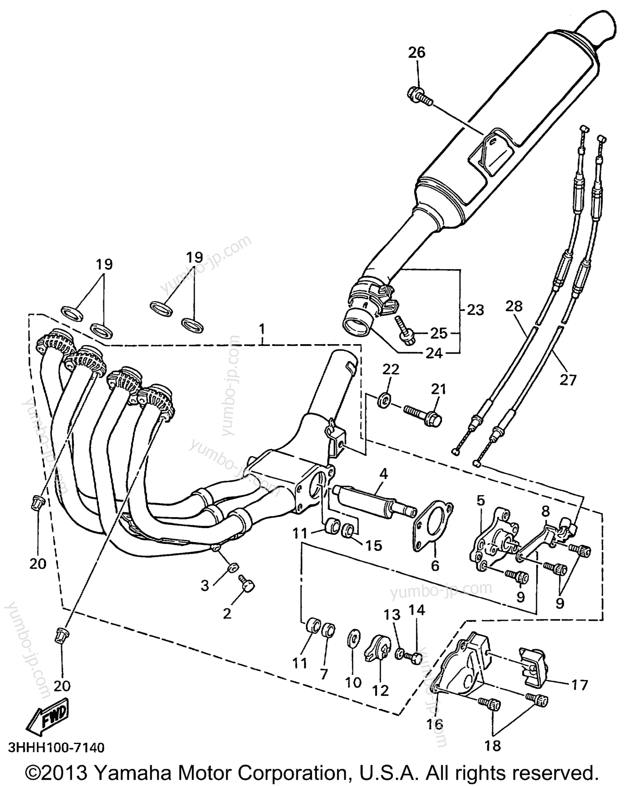 Exhaust 2 for motorcycles YAMAHA FZR600RL 1999 year