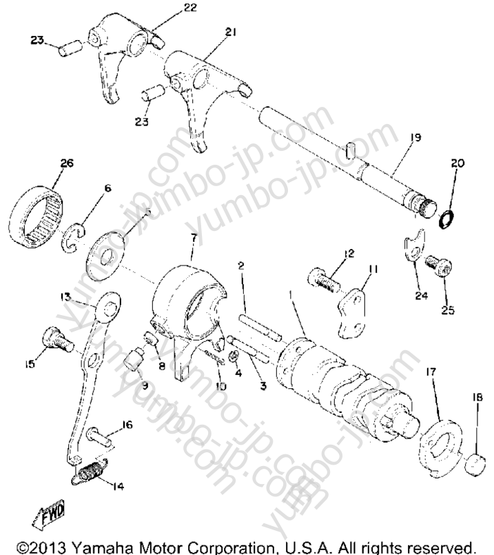 Shifter 1 for motorcycles YAMAHA U7E 1972 year