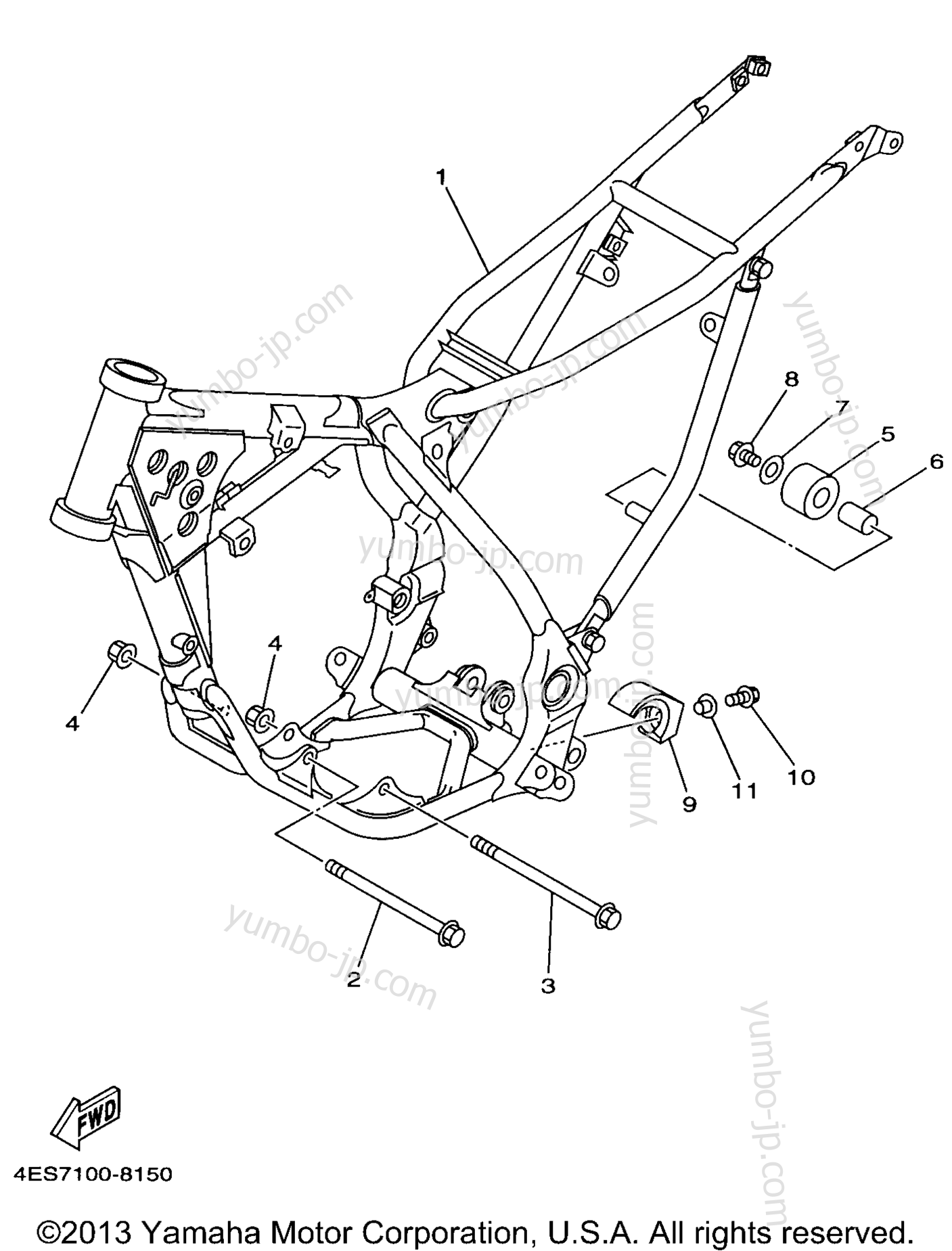 FRAME for motorcycles YAMAHA YZ80 (YZ80K1) 1998 year