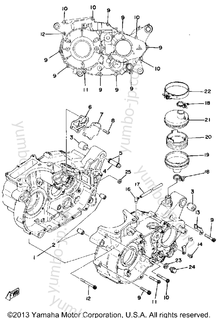 CRANKCASE for motorcycles YAMAHA TT500F 1979 year