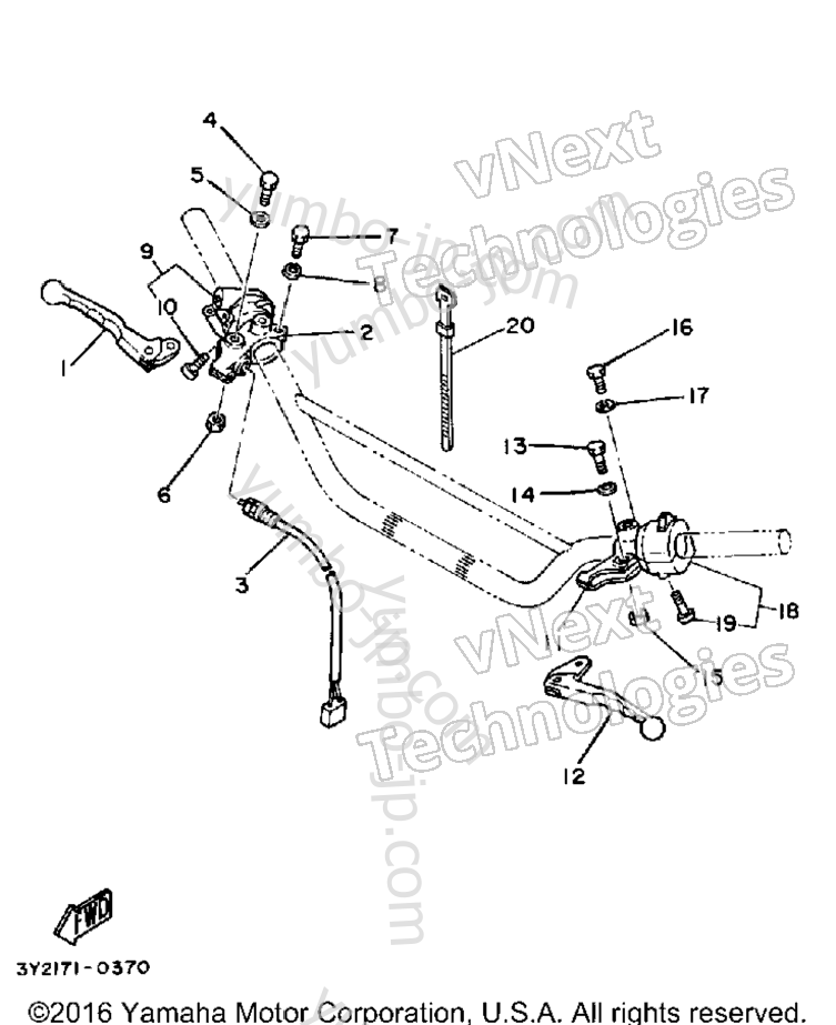 Handle Switch Lever for motorcycles YAMAHA XT250 (XT250G_198) 1980 year