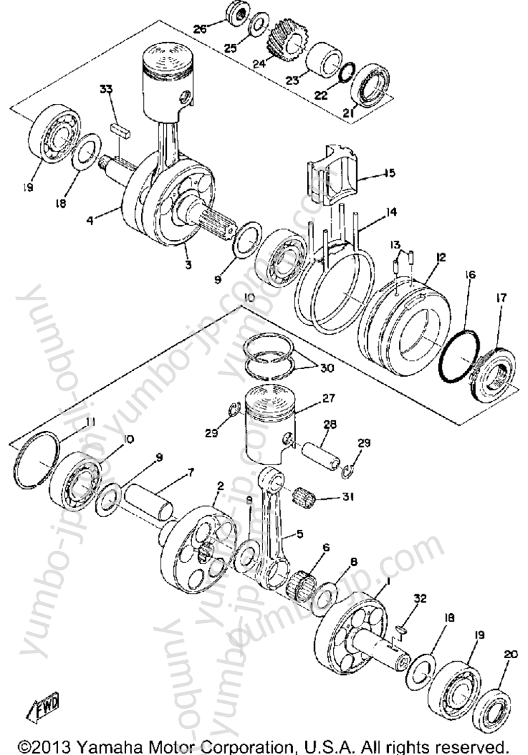 Crank Piston для мотоциклов YAMAHA RD125B 1975 г.