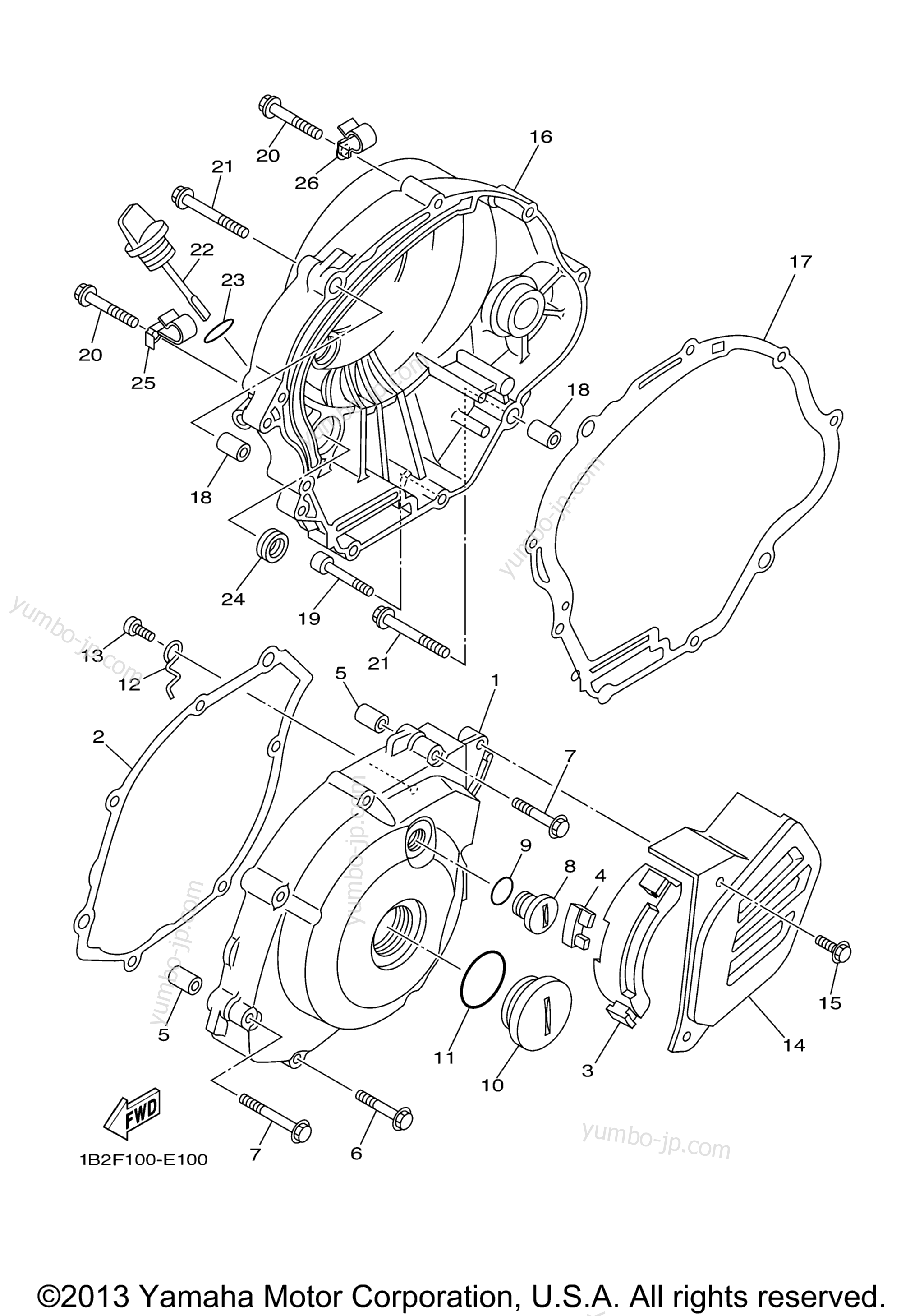 Crankcase Cover 1 для мотоциклов YAMAHA TTR125LE (TTR125LEE) 2014 г.