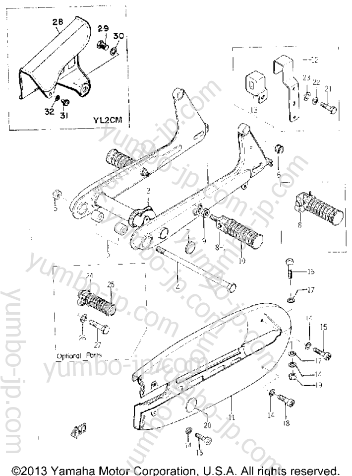 Rear Arm And Chain Case для мотоциклов YAMAHA YL2C YL2CM (YLCM_68_EN) 1968 г.