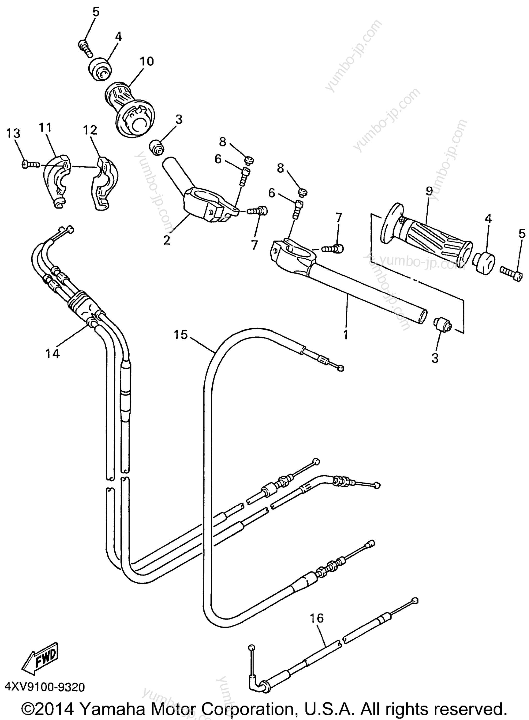 Steering Handle Cable для мотоциклов YAMAHA R1 (YZFR1LC) CA 1999 г.