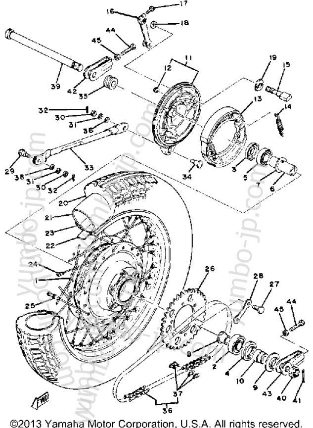 REAR WHEEL for motorcycles YAMAHA XS650G 1980 year