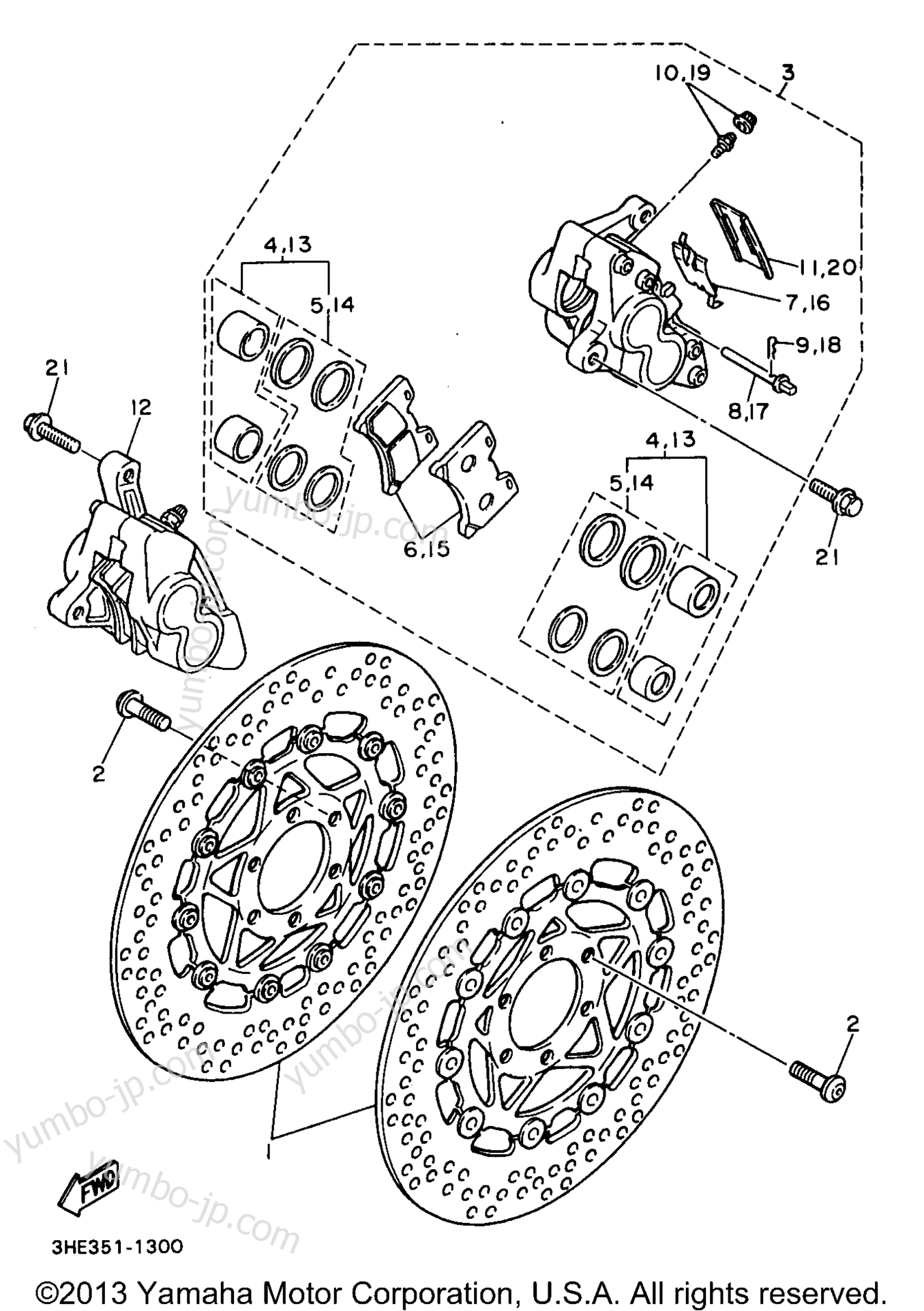 FRONT BRAKE CALIPER для мотоциклов YAMAHA V-MAX 1200 (VMX12JC) CA 1997 г.