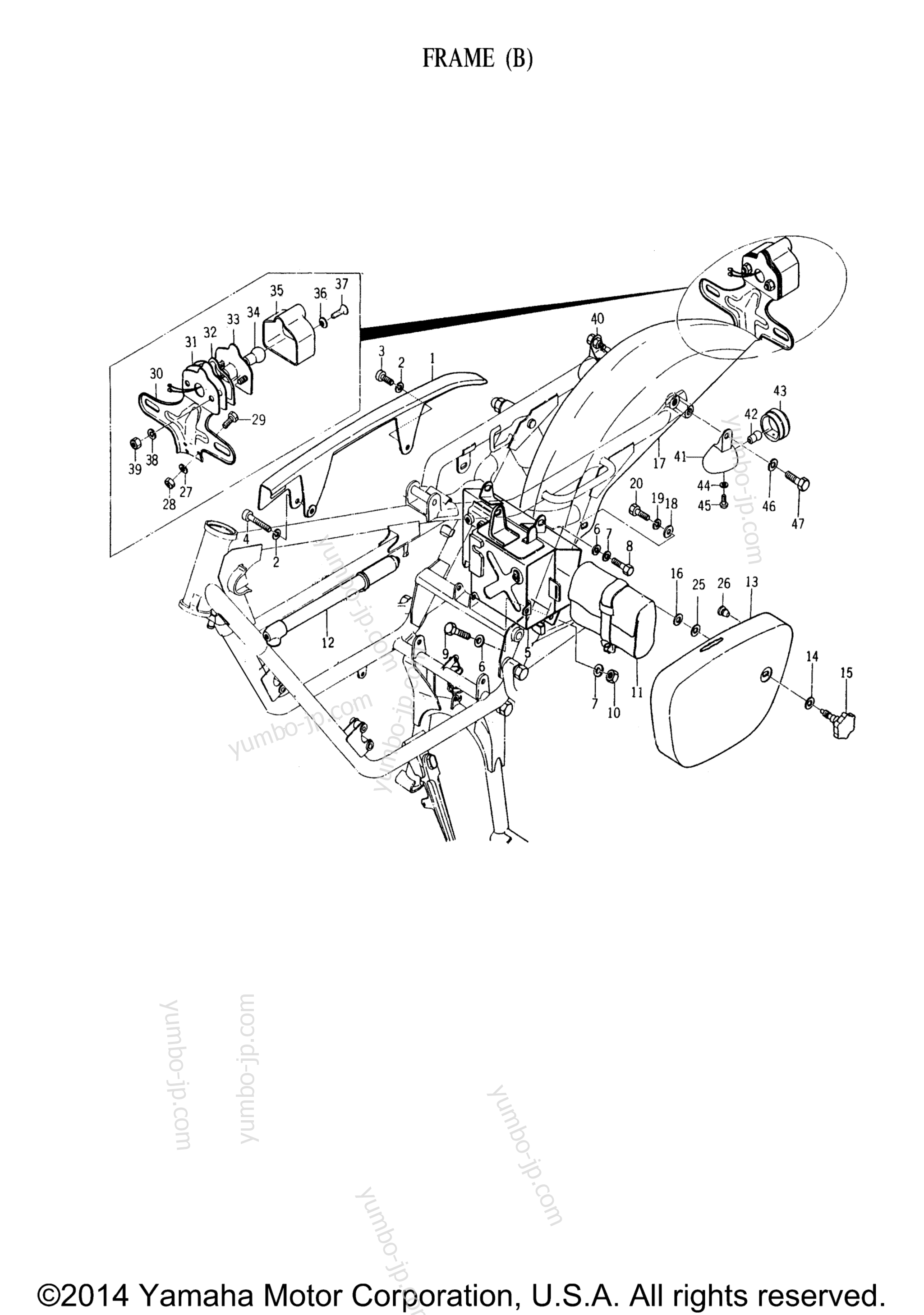 Frame B for motorcycles YAMAHA YDS3C 1965 year