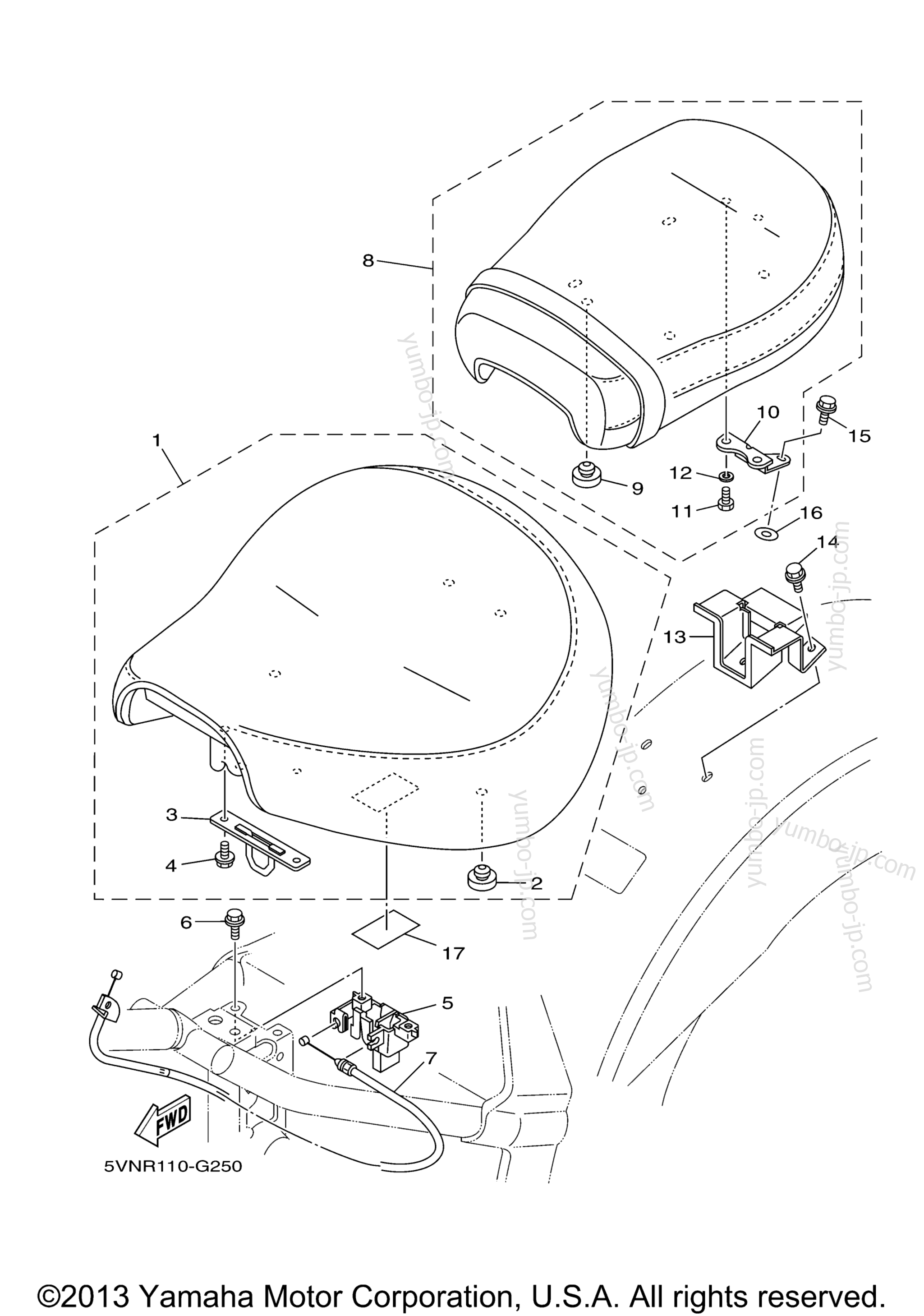 SEAT for motorcycles YAMAHA ROAD STAR SILVERADO S (XV17ATSAR) 2011 year