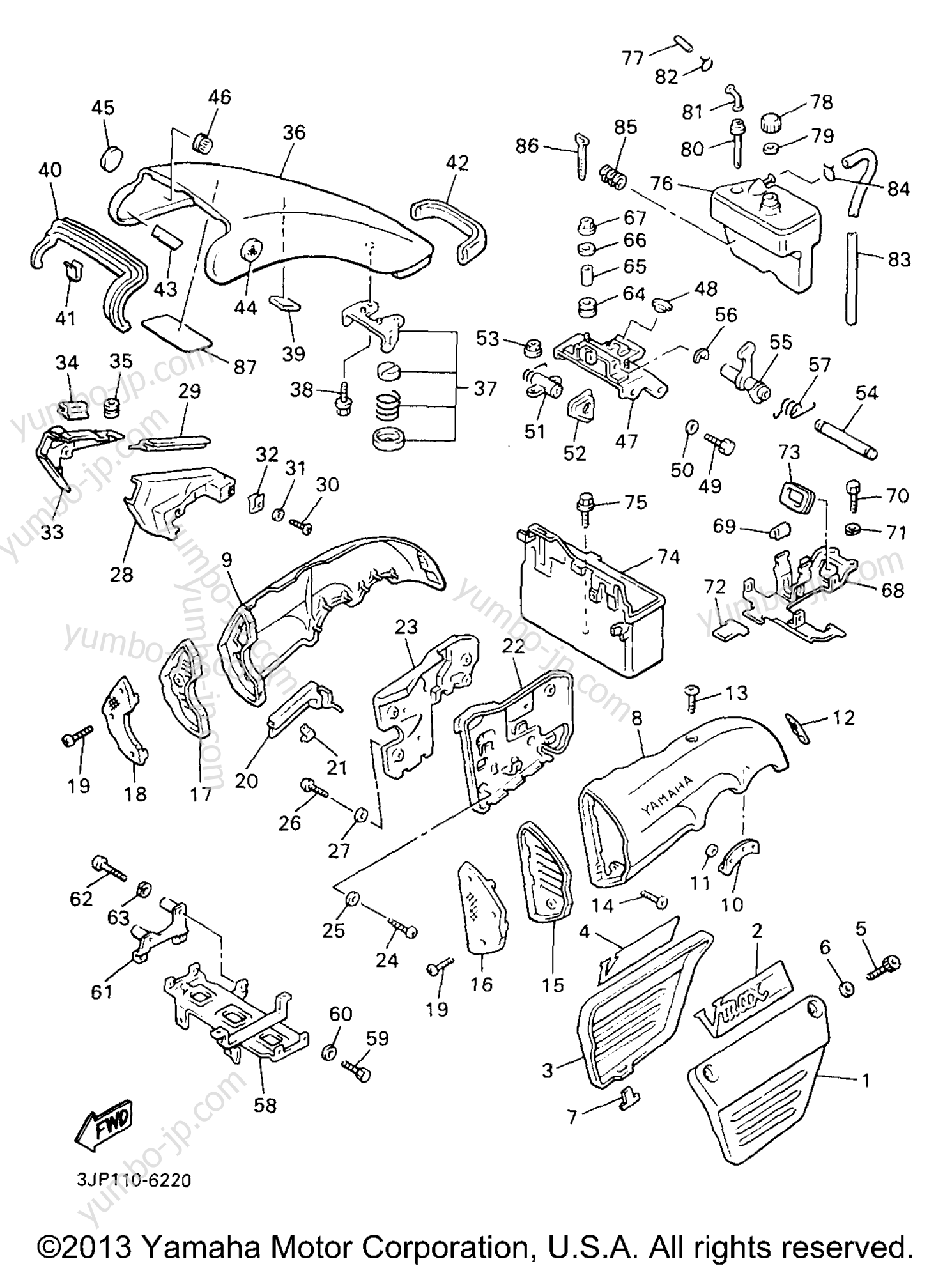 SIDE COVER for motorcycles YAMAHA V-MAX 1200 (VMX12HC) CA 1996 year