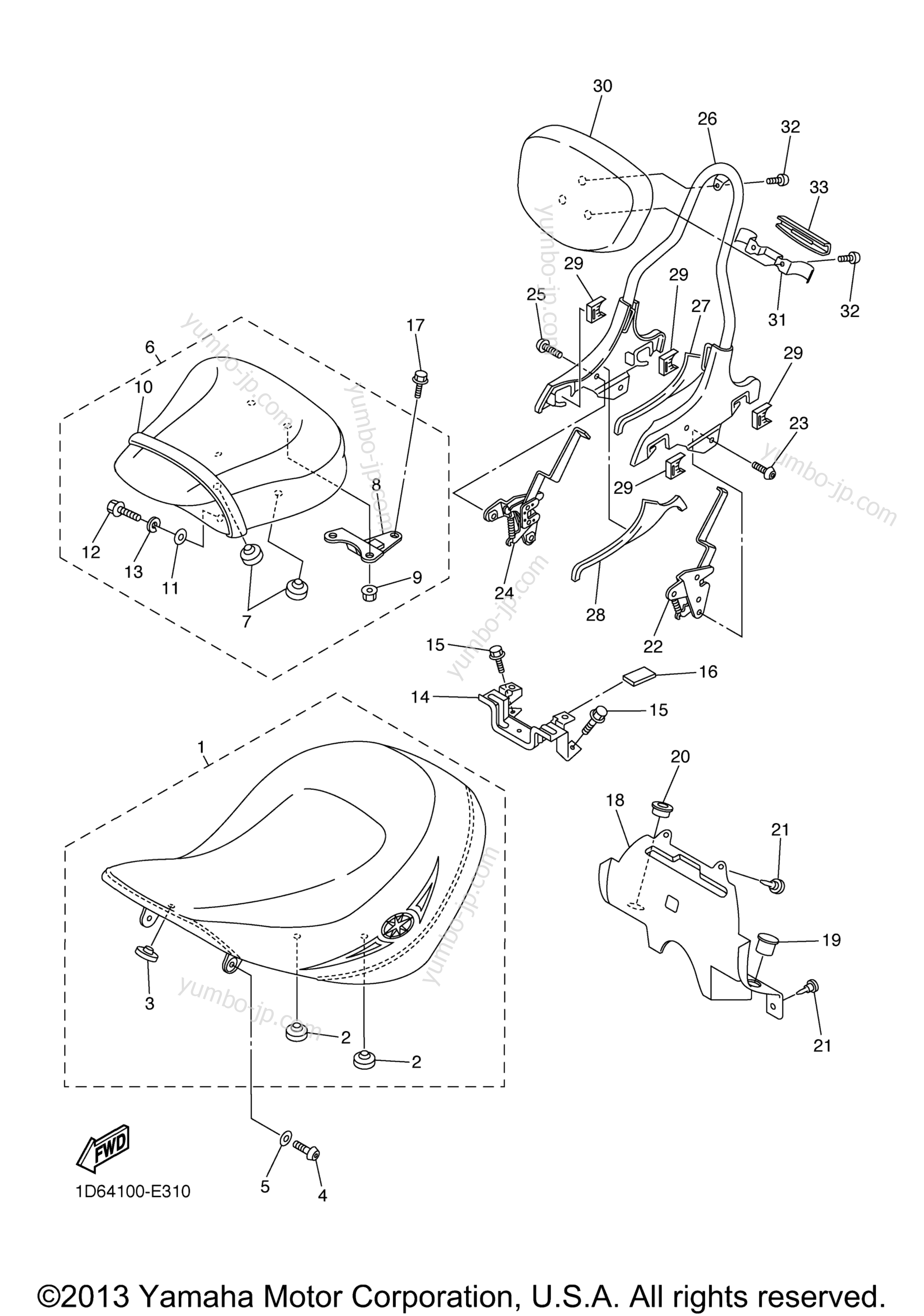 SEAT for motorcycles YAMAHA ROYAL STAR MIDNIGHT TOUR DELUXE (XVZ13CTMWC) CA 2007 year