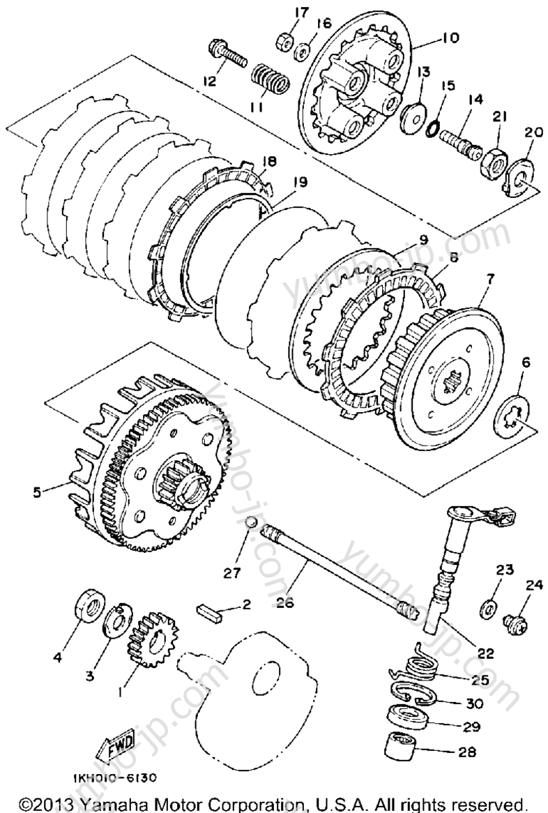 Устройство сцепления для мотоциклов YAMAHA TT225T 1987 г.