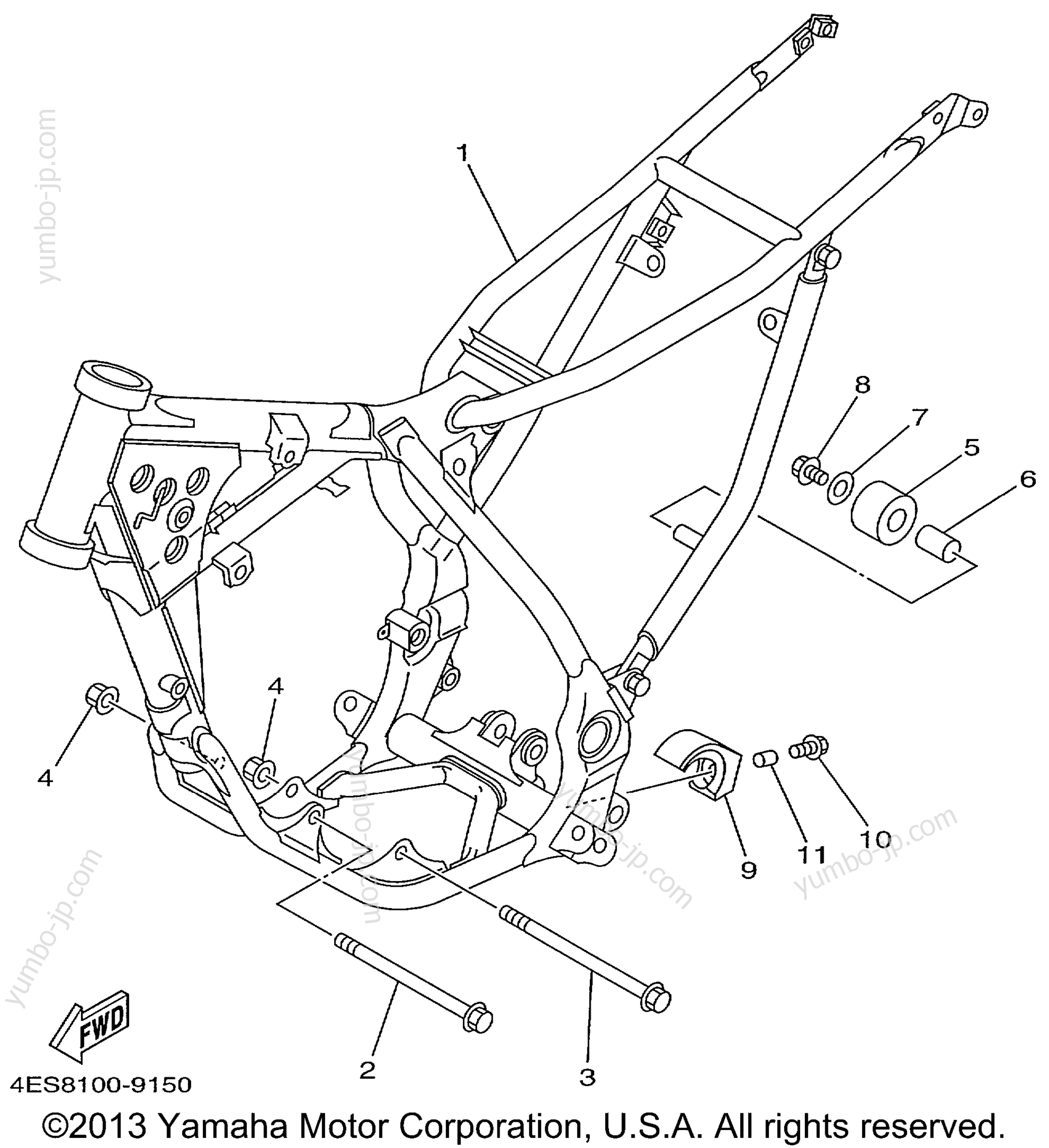 FRAME for motorcycles YAMAHA YZ80 (YZ80L) 1999 year
