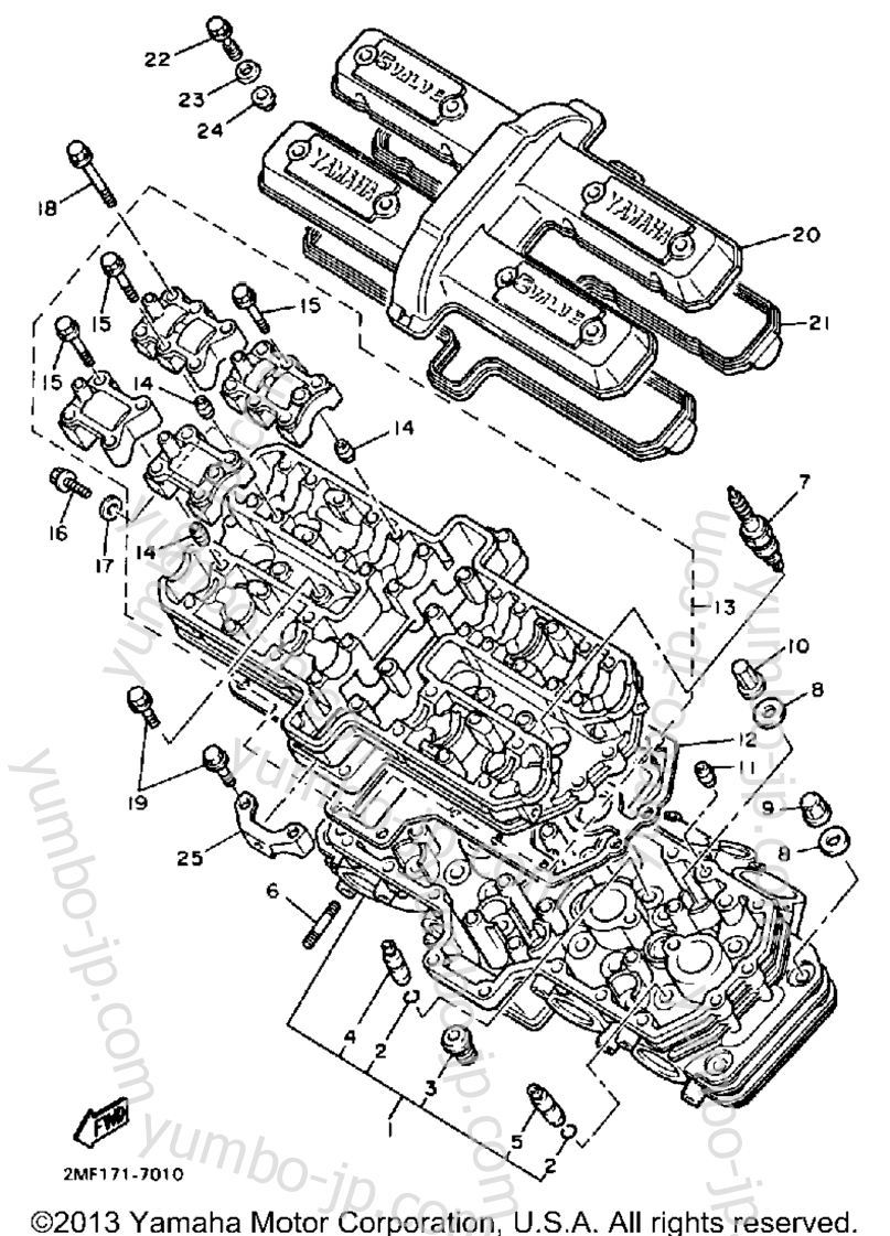 Головка блока цилиндров для мотоциклов YAMAHA FZ700T 1987 г.